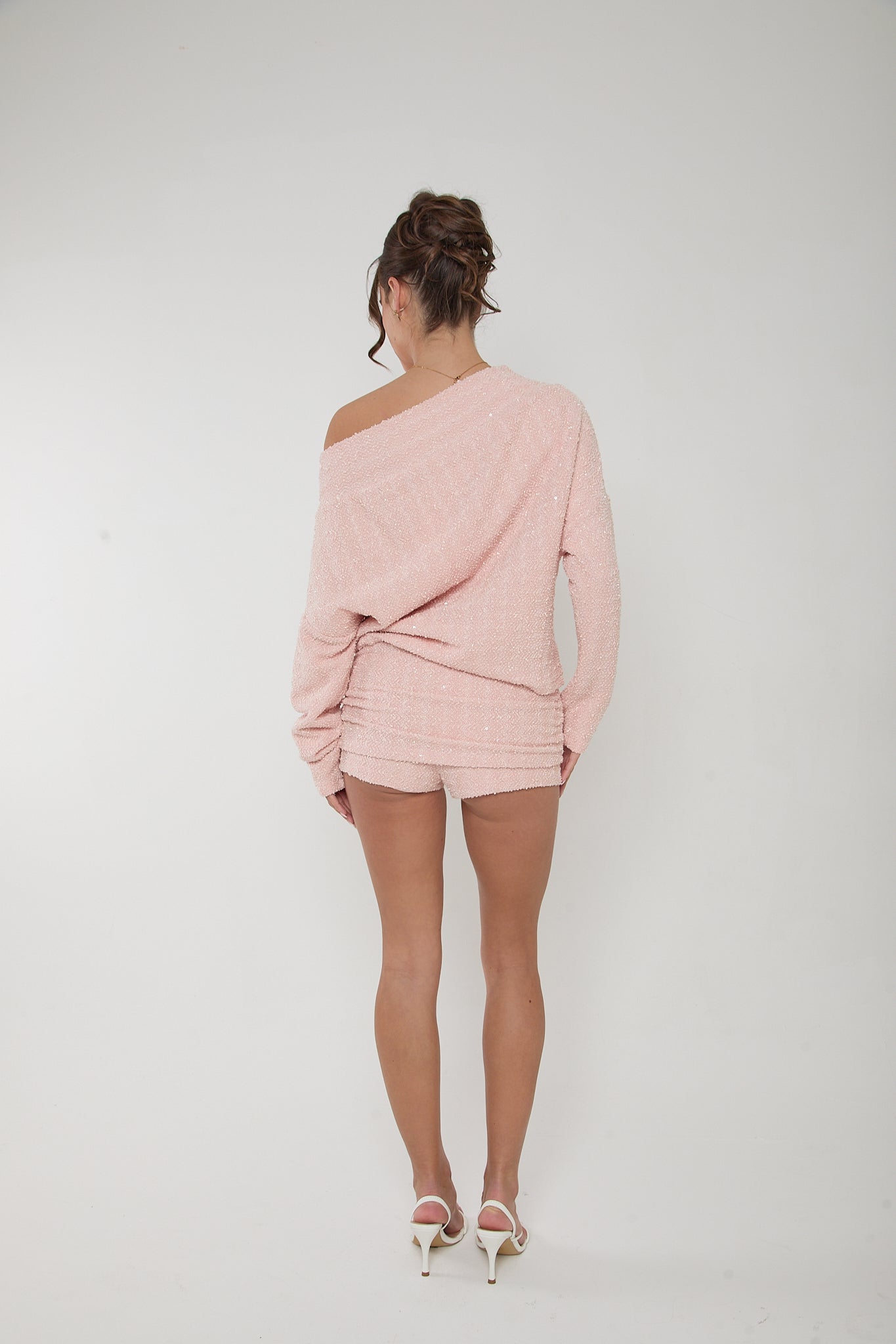 Baby Pink Mini Ruched Shorts ‘Lily’