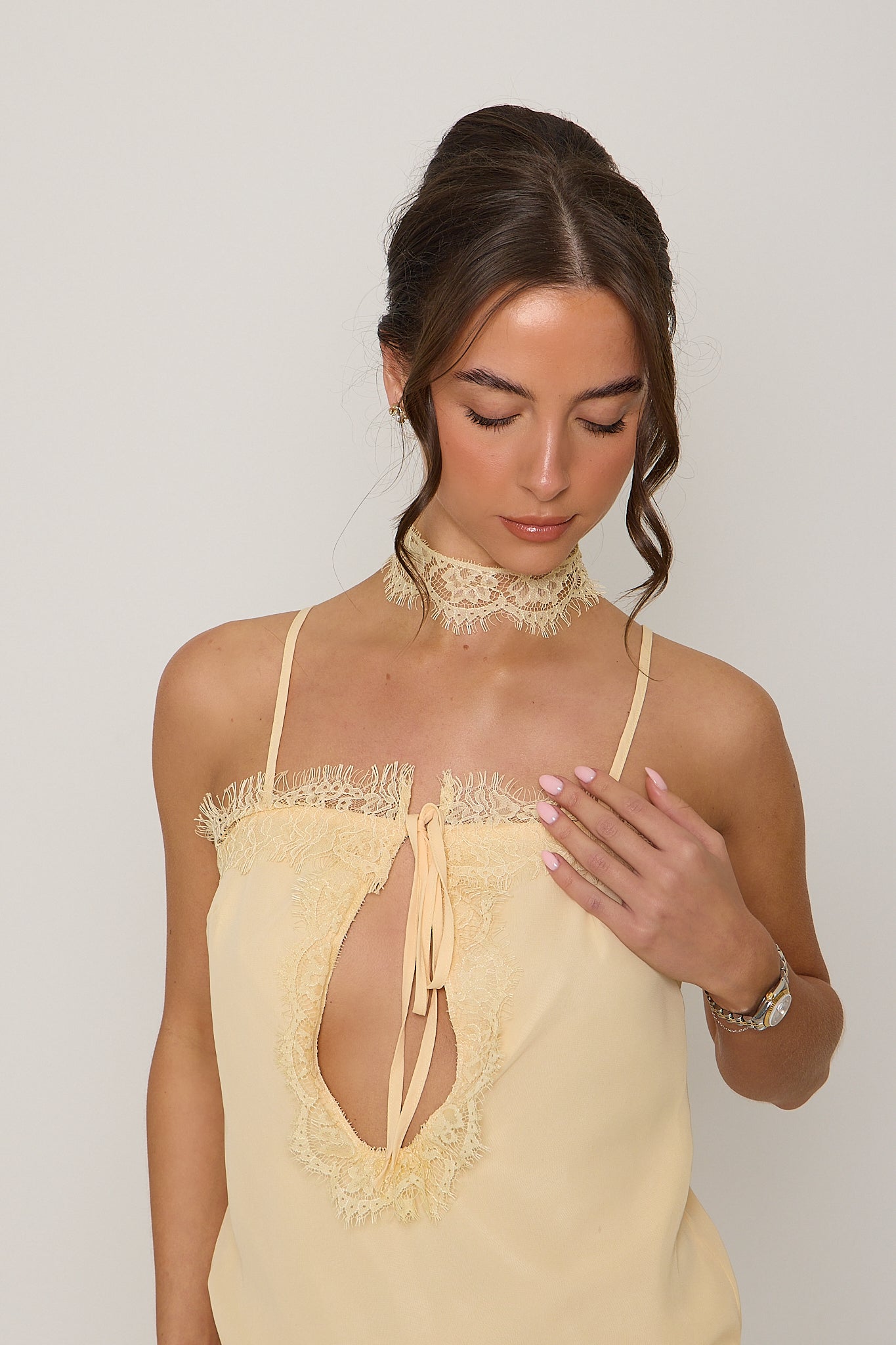 Gigi Lace Top & Choker | Butter Yellow
