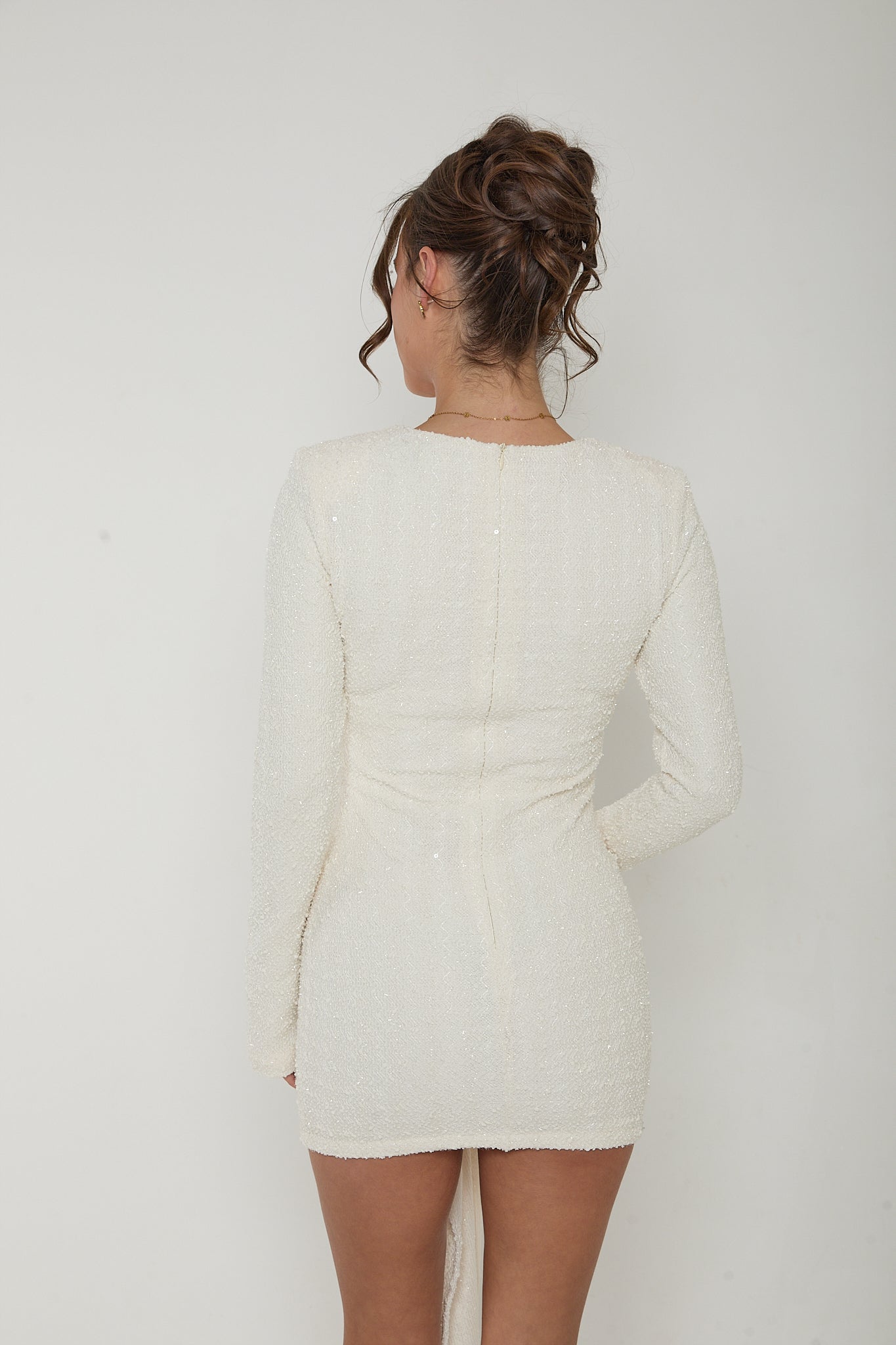 Naomi Ruched Drape Dress | Cream
