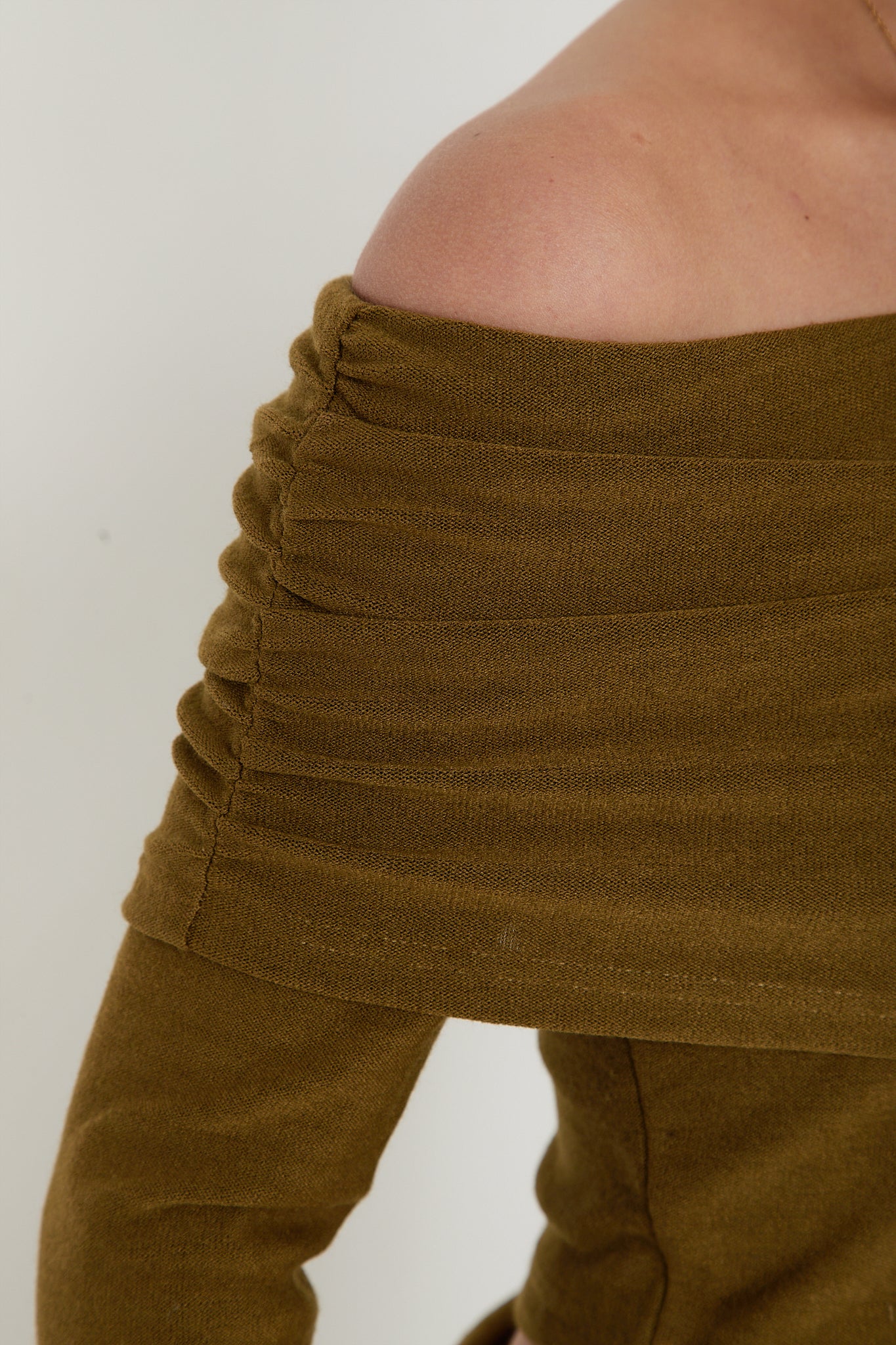 Olive Long Sleeve Off the Shoulder Top ‘Myla’