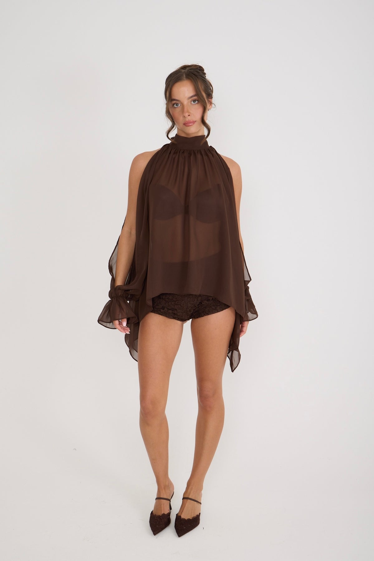 Hattie Lace Hot Pants | Brown