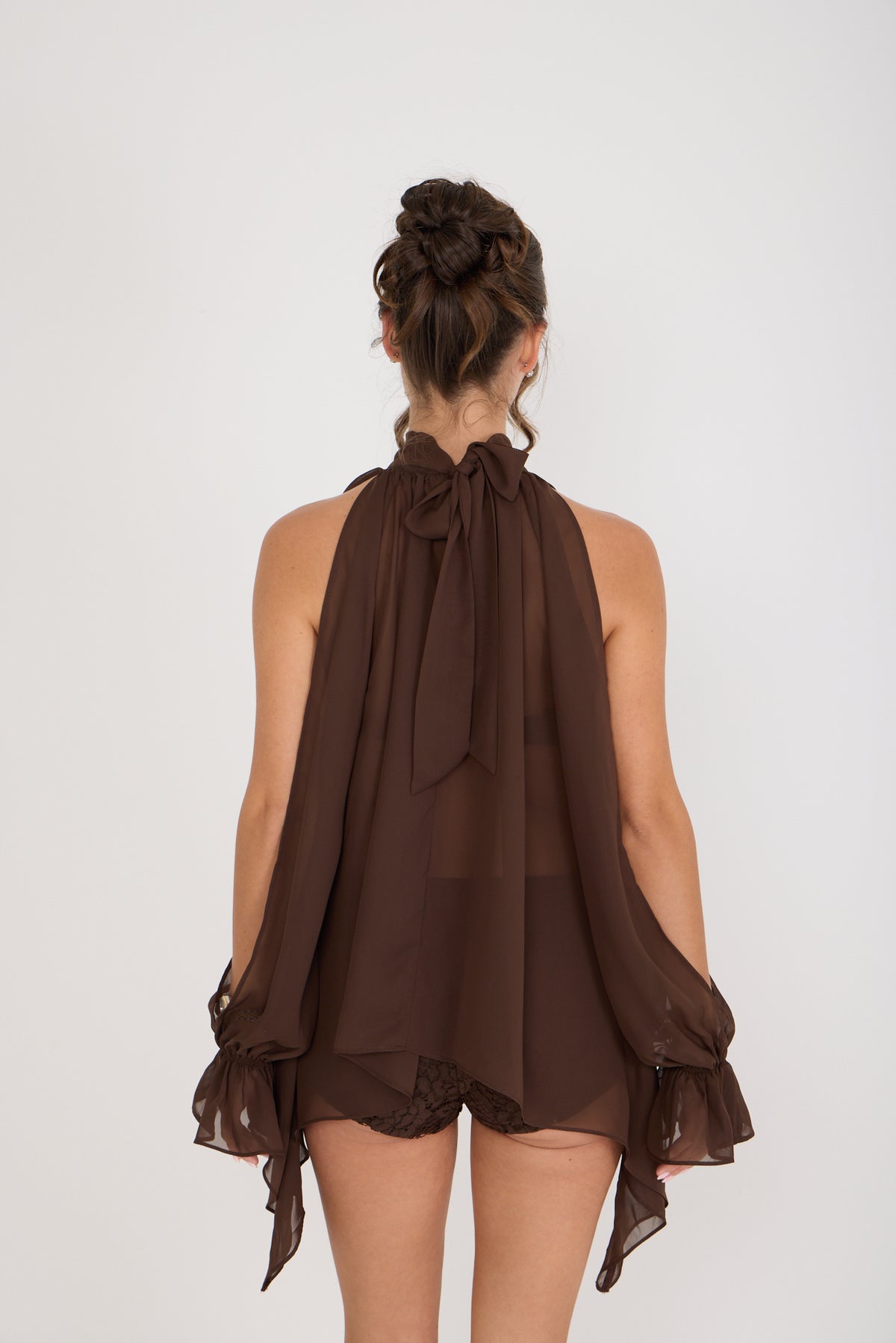 Hattie Chiffon Blouse | Brown