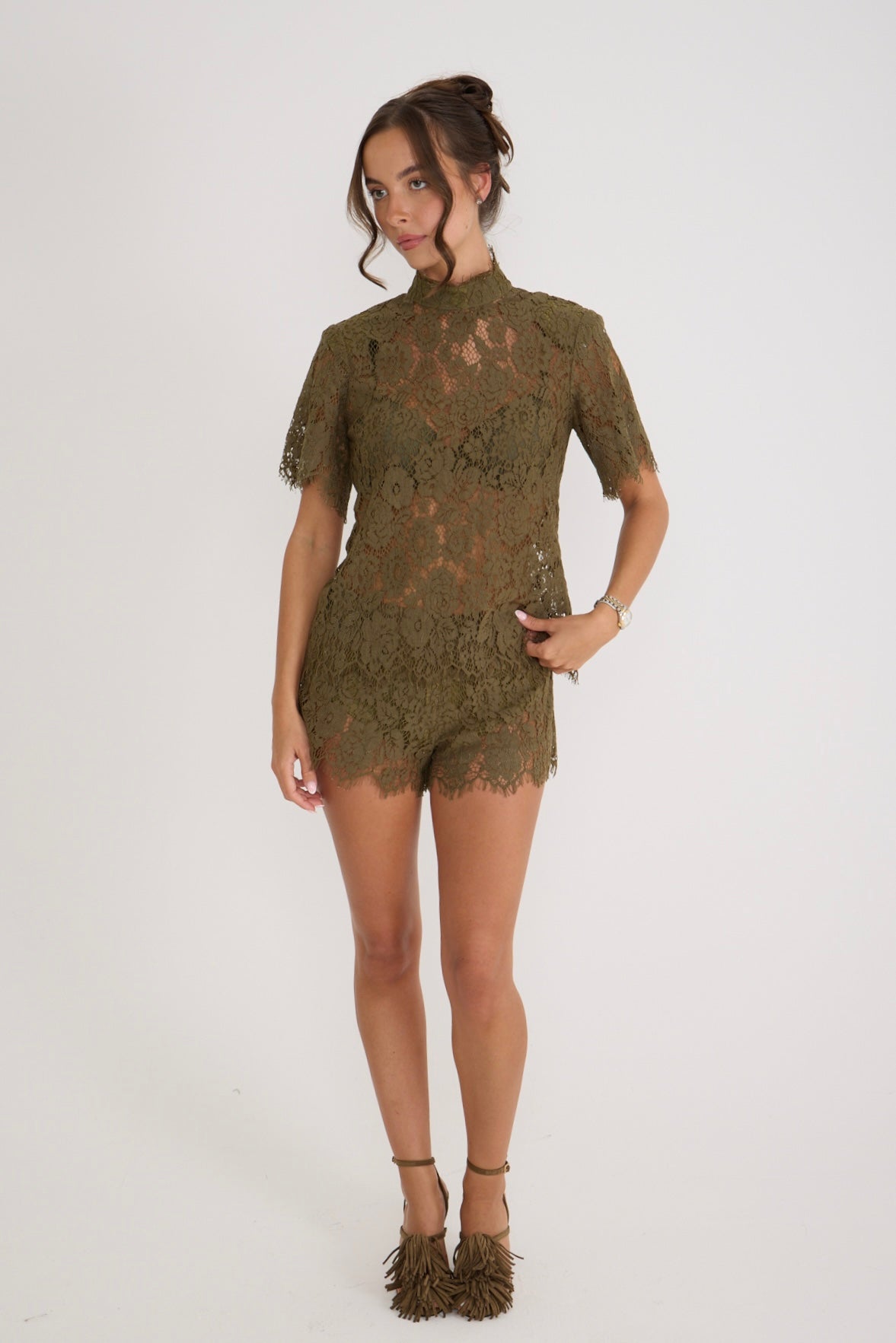 Isabelle Lace Shorts | Olive