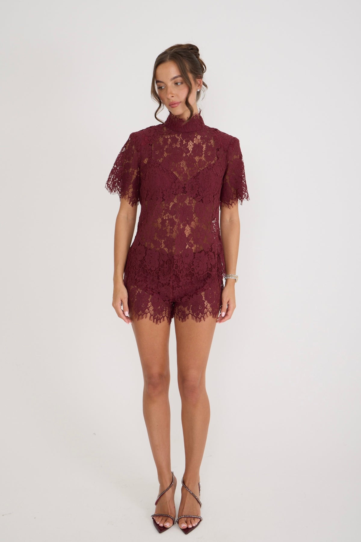 Isabelle Lace Shorts | Wine