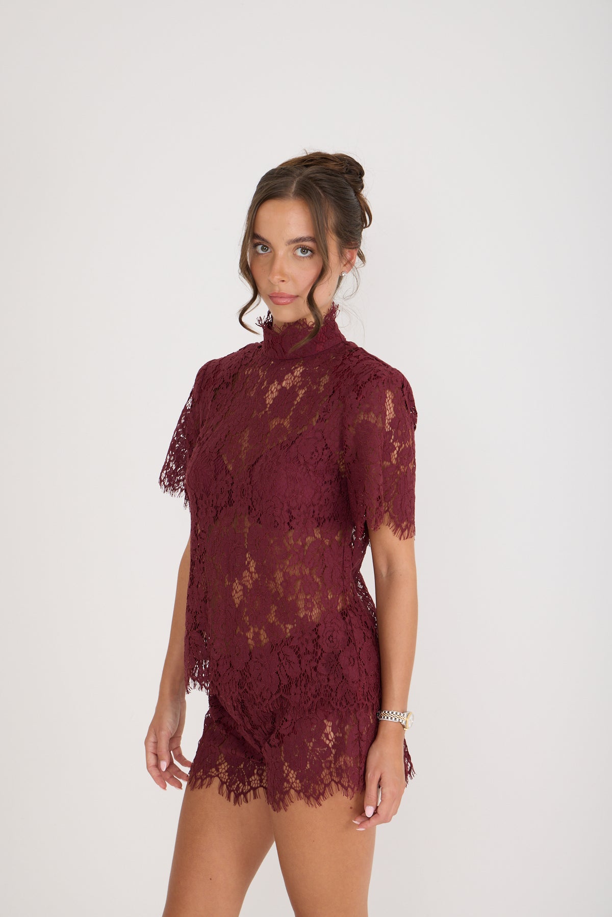 Isabelle Lace T-Shirt | Wine
