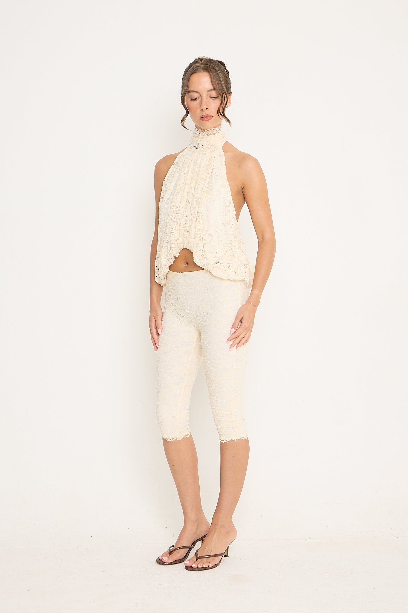 Sophia Lace Capris | Cream