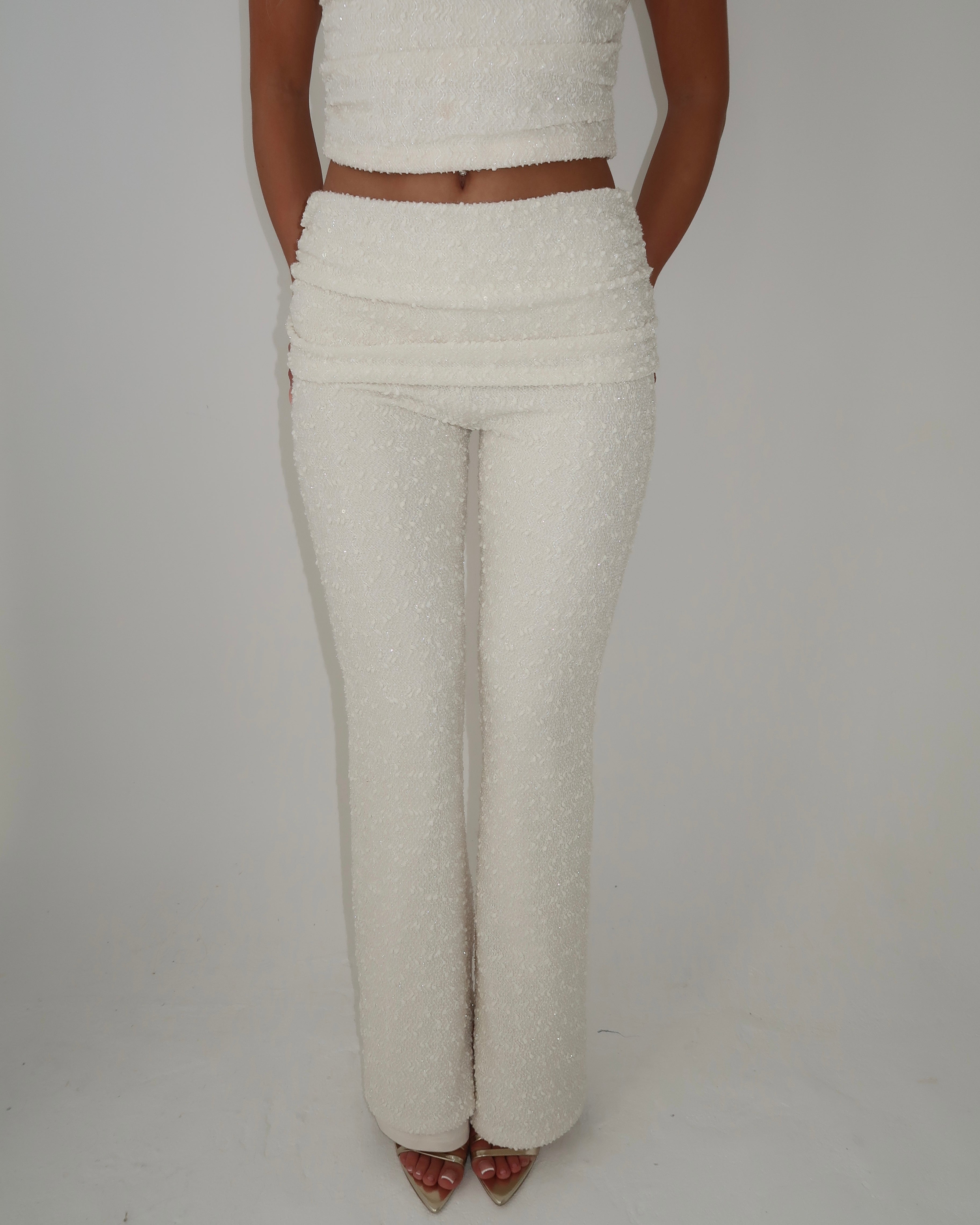 Cream Wide Leg Trousers