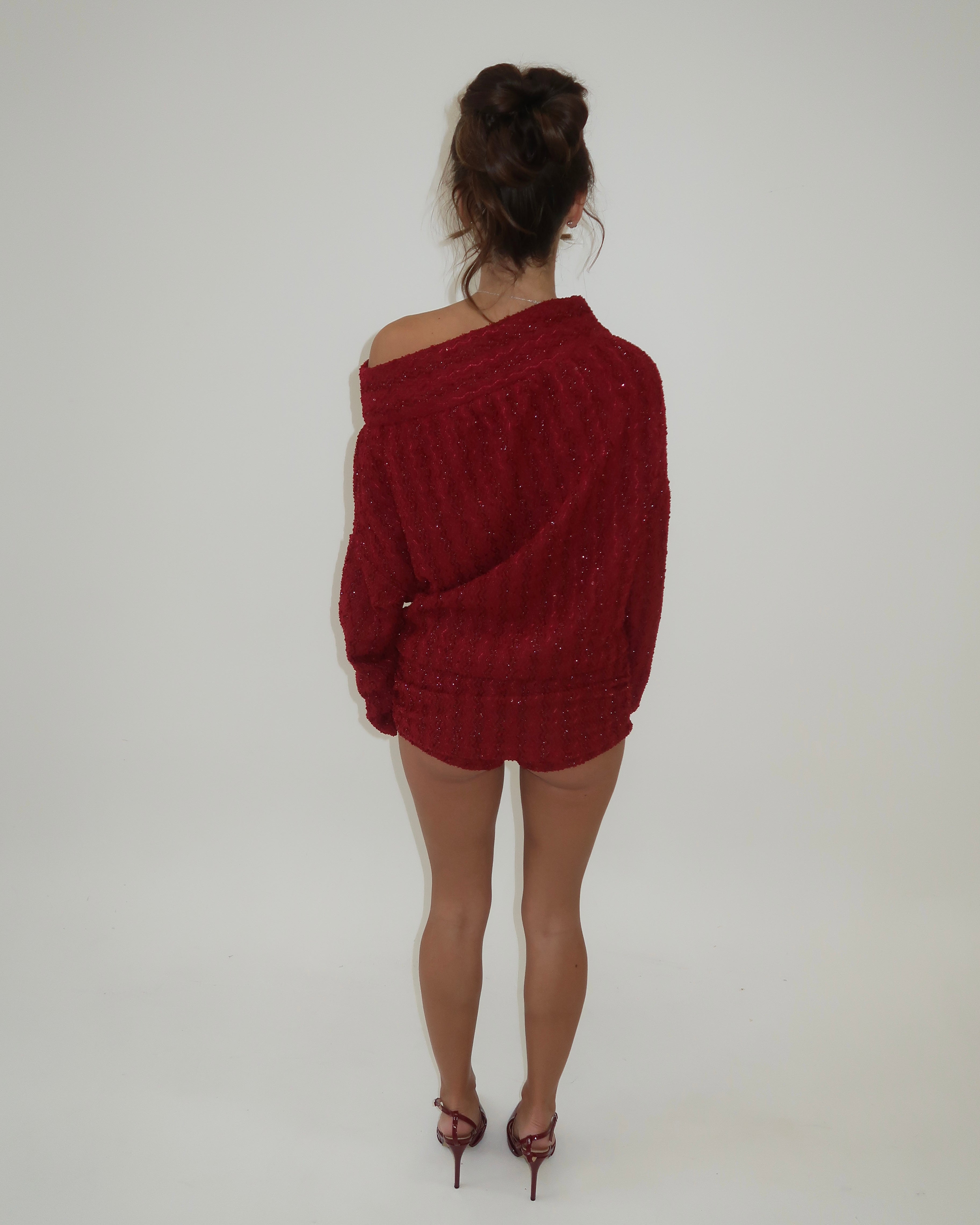 Burgundy One Shoulder Jumper ‘Lily’