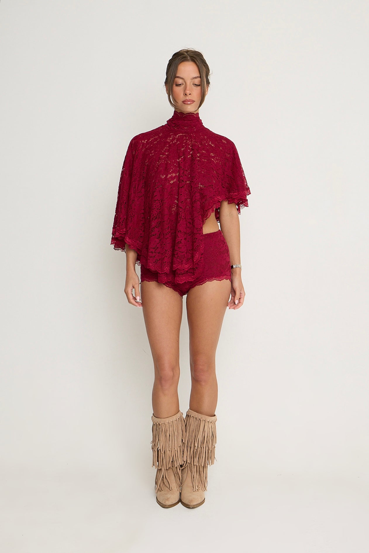 Carmen Lace Shorts | Burgundy *dispatch 18th May*