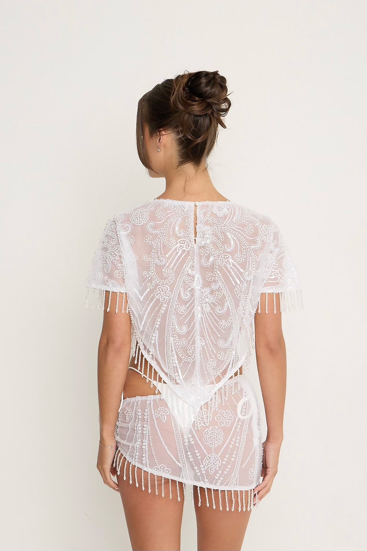 Krissy Beaded Sheer Top | White *dispatch 12th May*