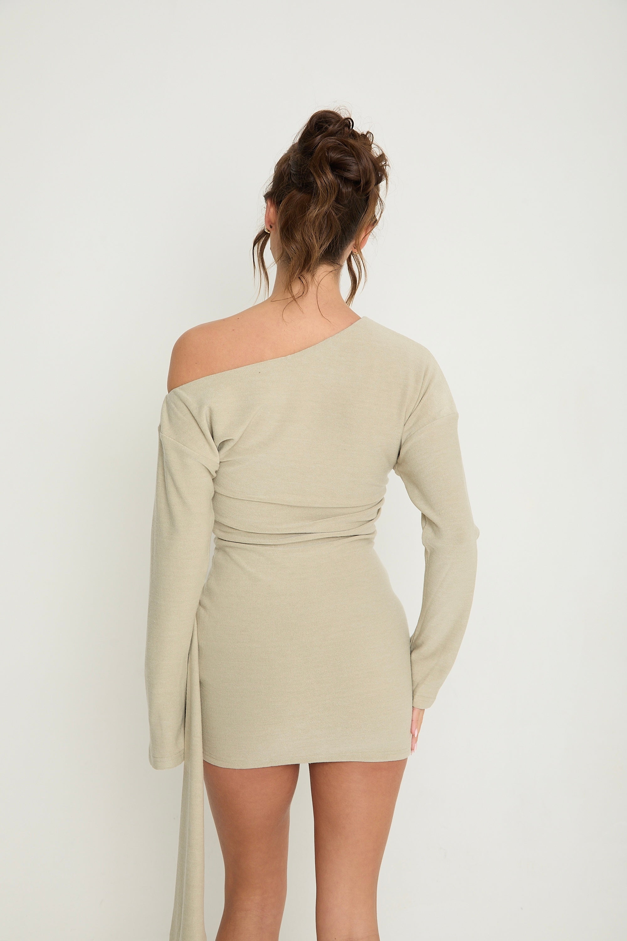 Hailey Asymmetric Drape Dress | Sage