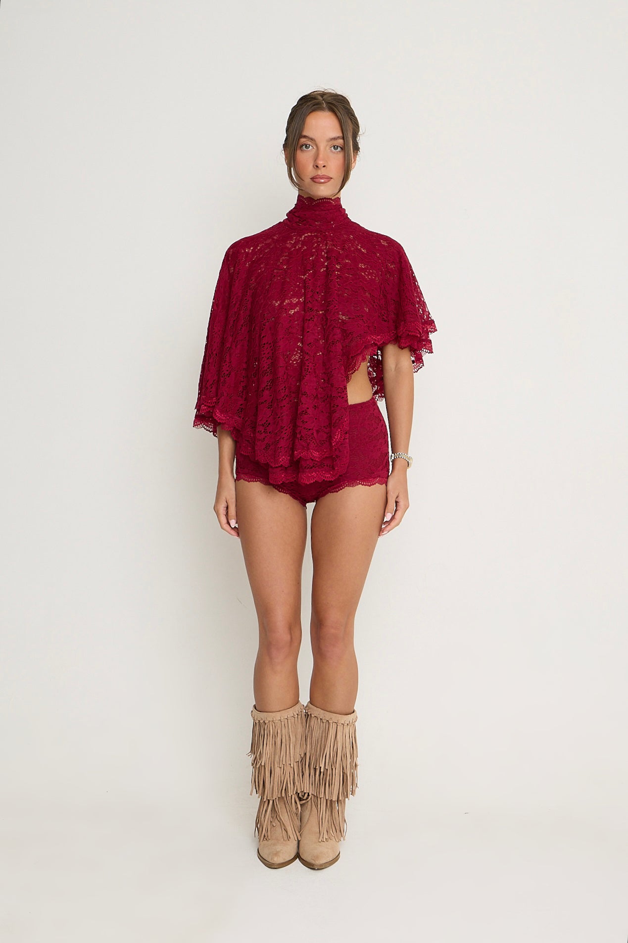 Carmen Lace Shorts | Burgundy *dispatch 18th May*