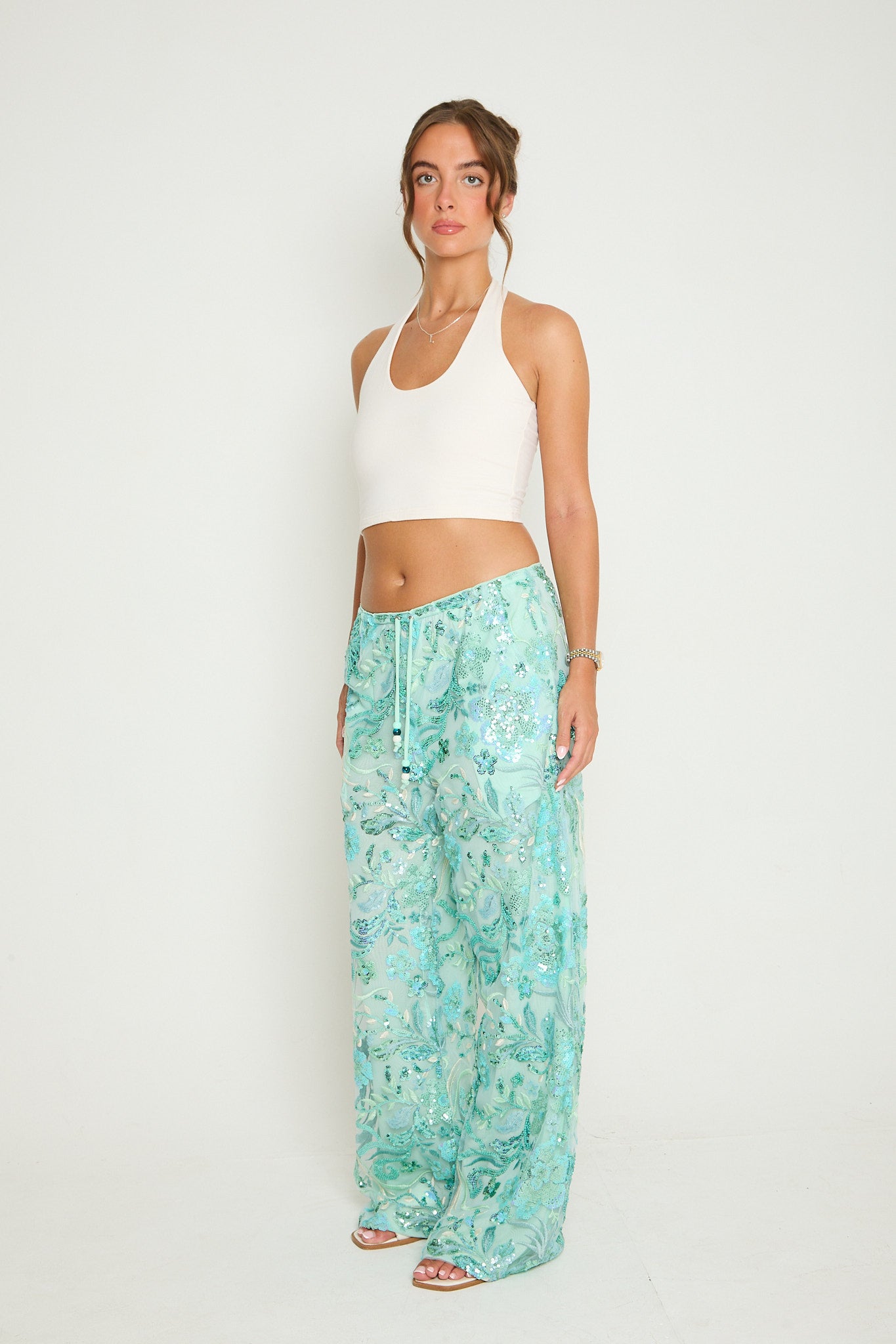 Saffie Sequin Trousers | Aqua