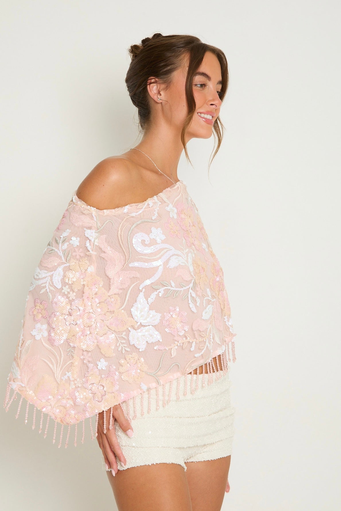 Paloma Sequin Poncho | Pink