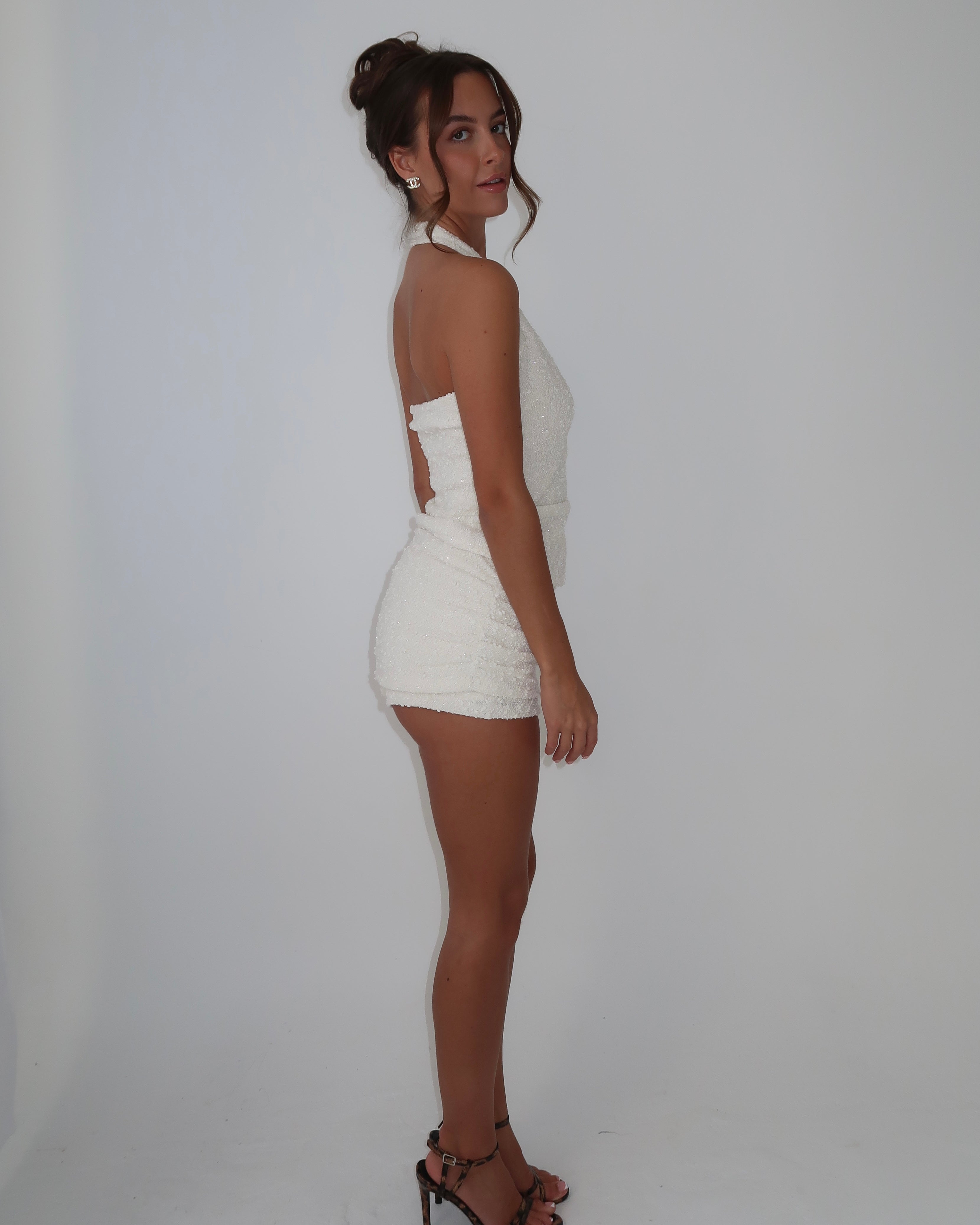 Halterneck Button Up Top | Cream