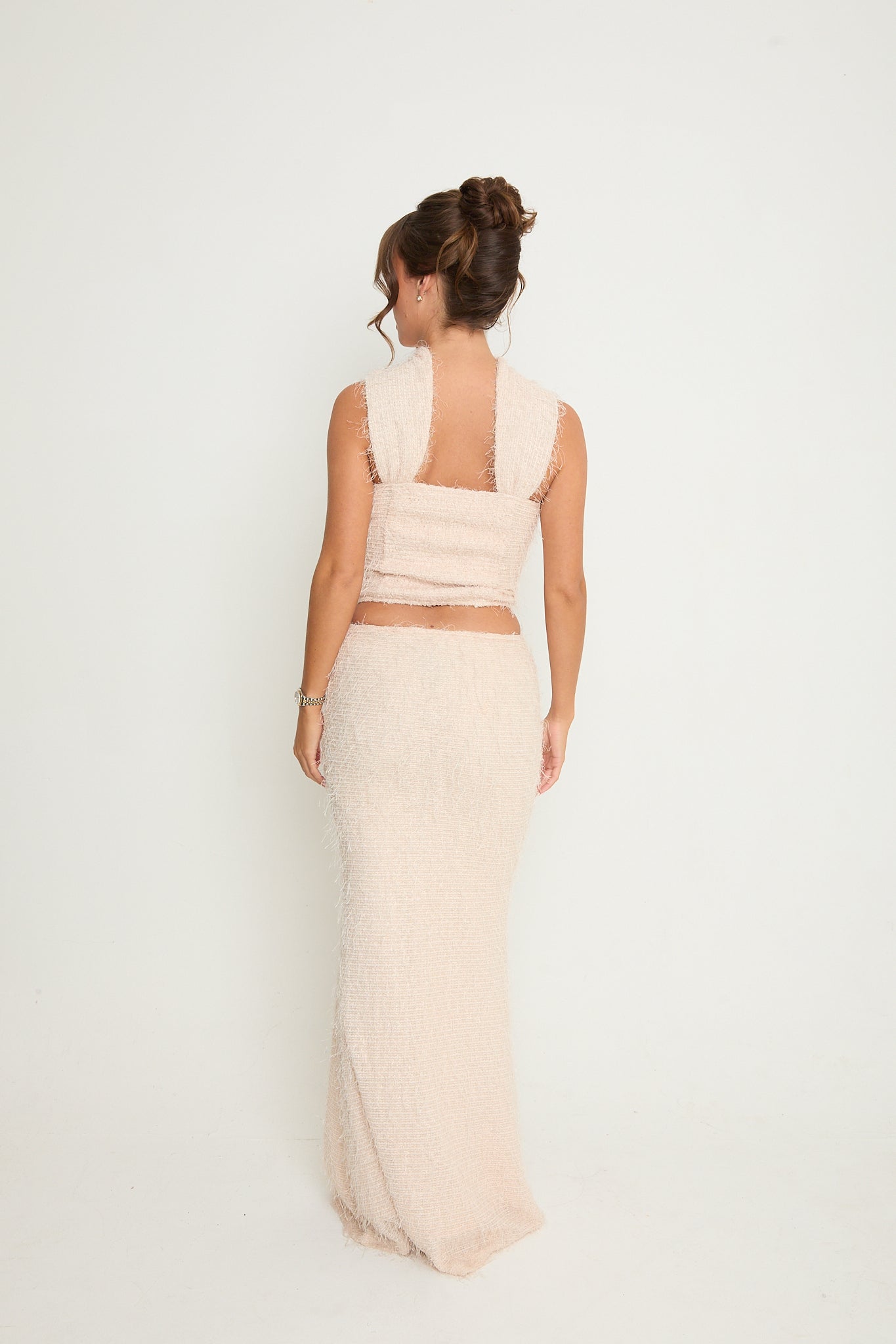 Claudia Fluffy Maxi Skirt | Nude