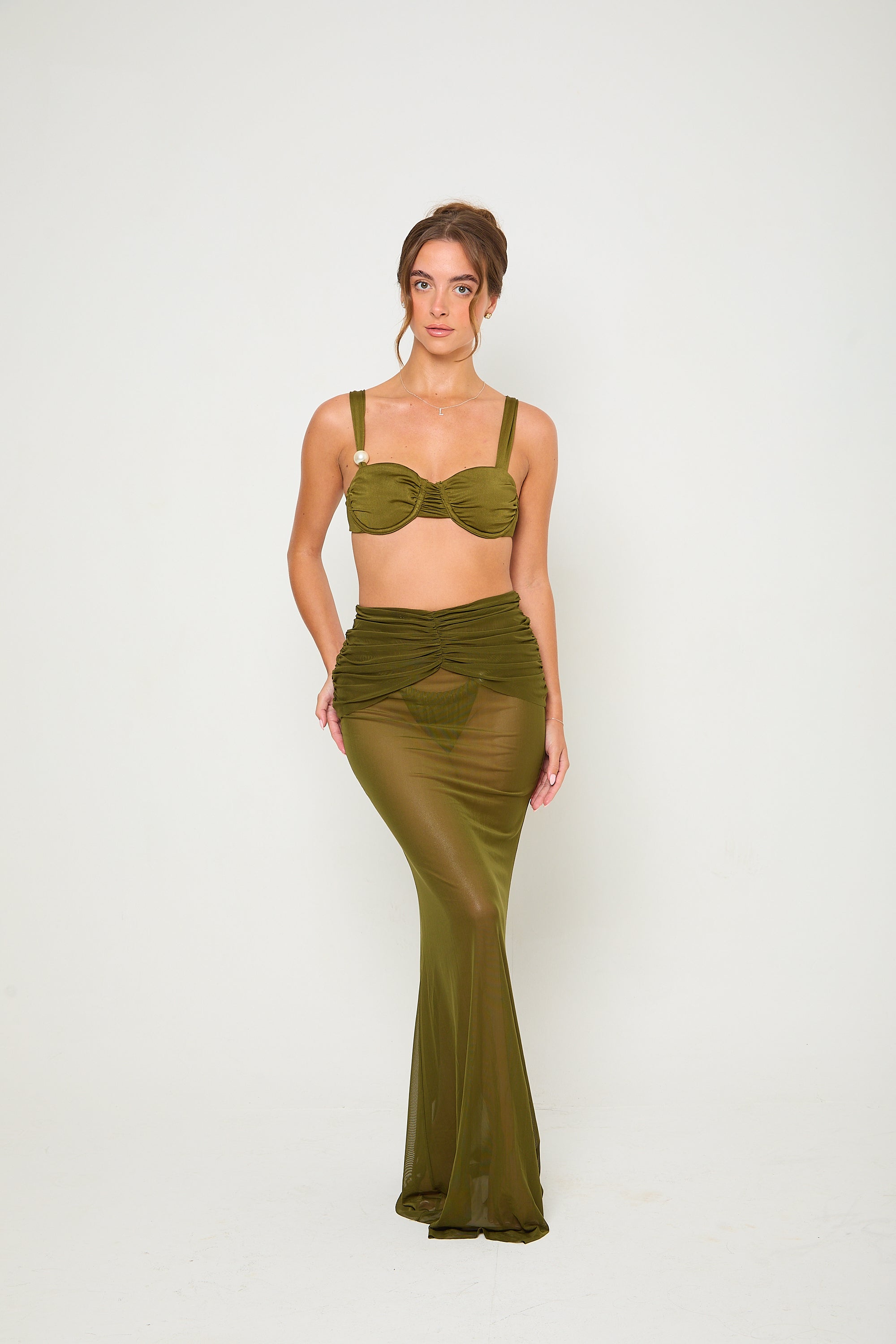 Marnie Mesh Maxi Skirt | Khaki