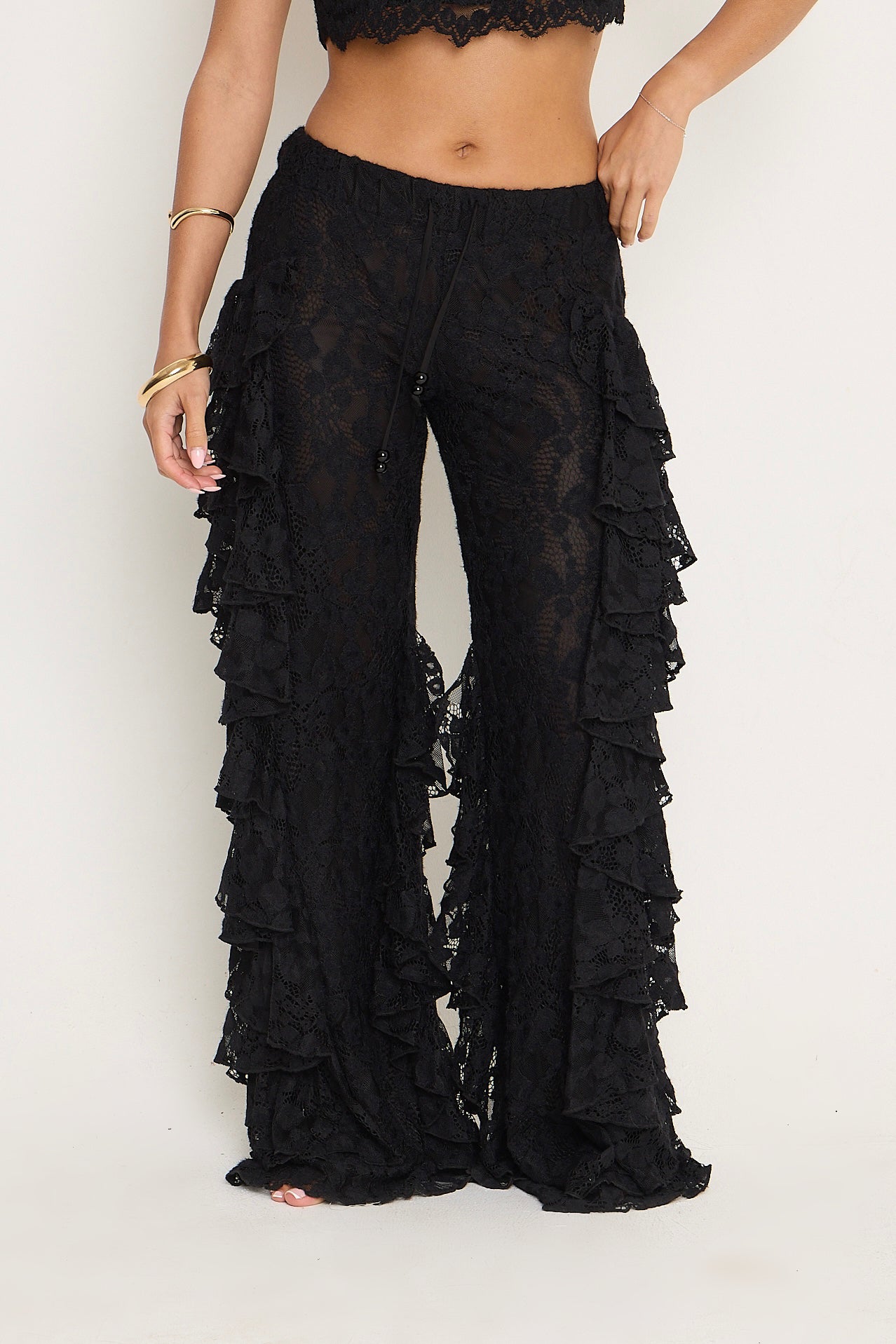 Sydney Lace Ruffle Trousers | Black *dispatch 10th June*