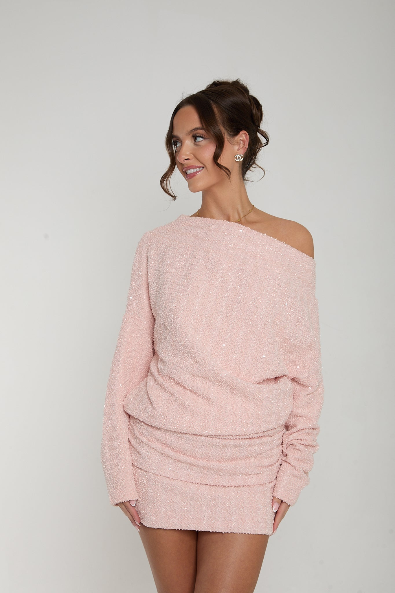 Lily One Shoulder Jumper | Baby Pink