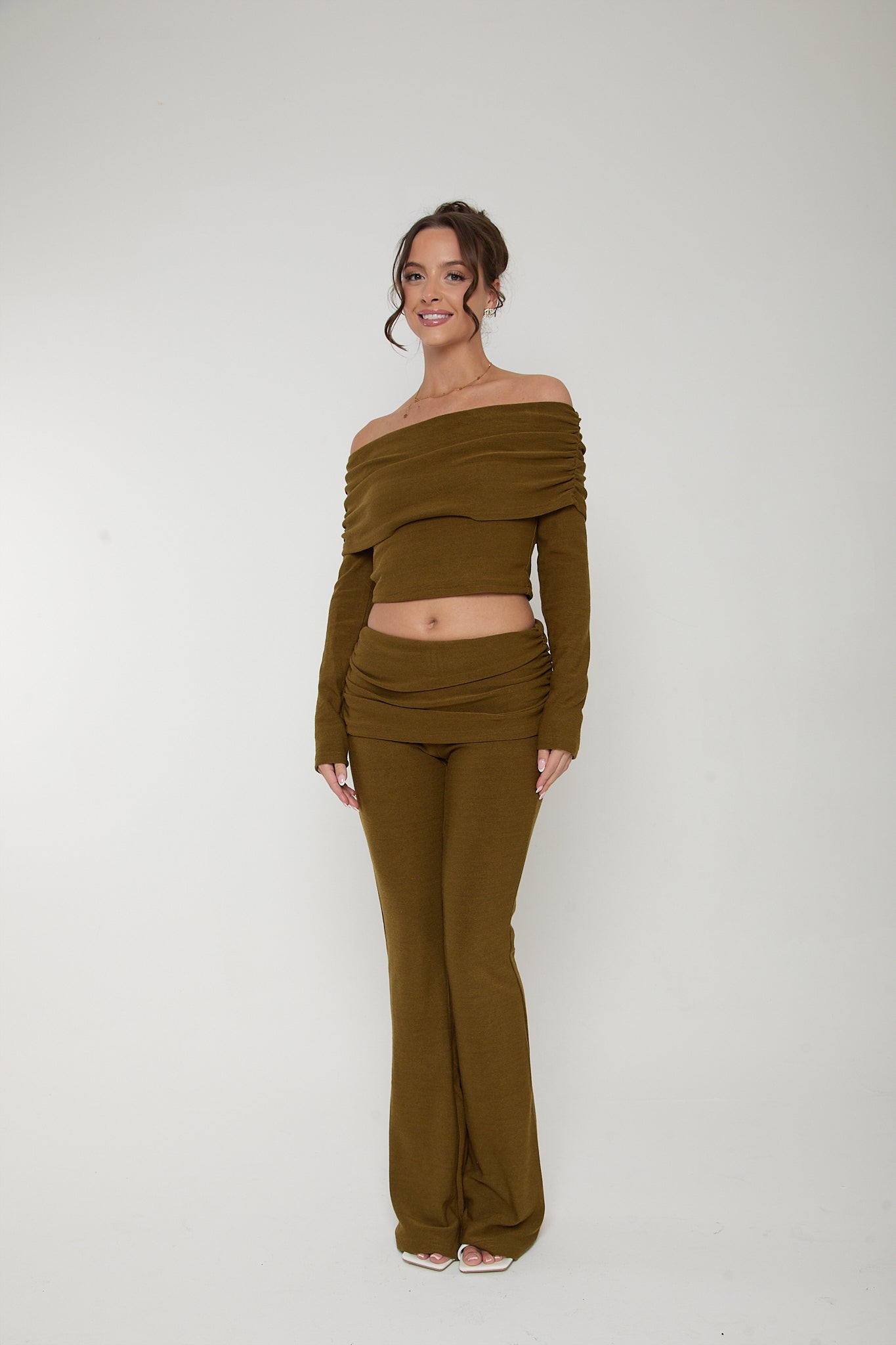 Olive Wide Leg Trousers ‘Myla’