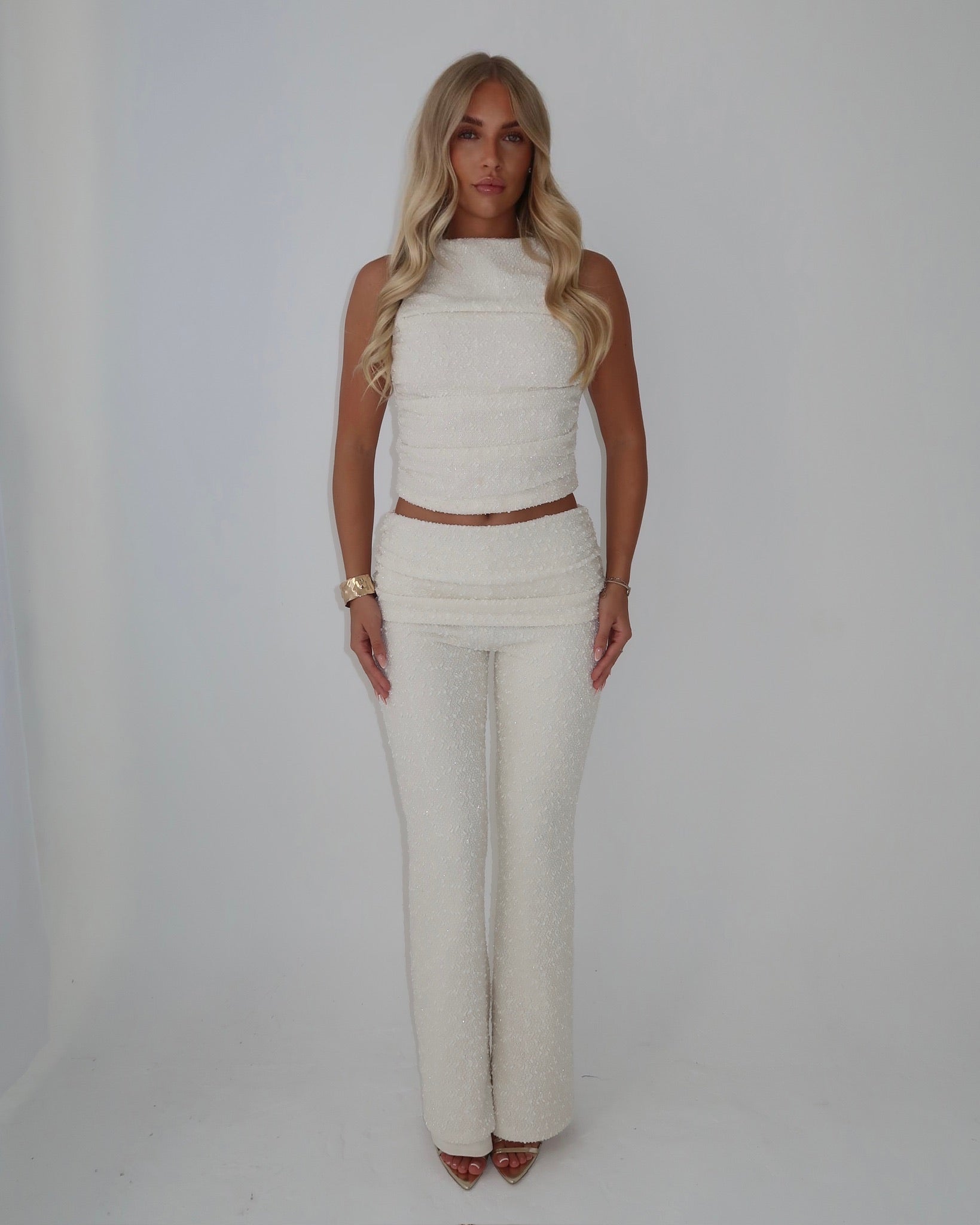 Cream Wide Leg Trousers