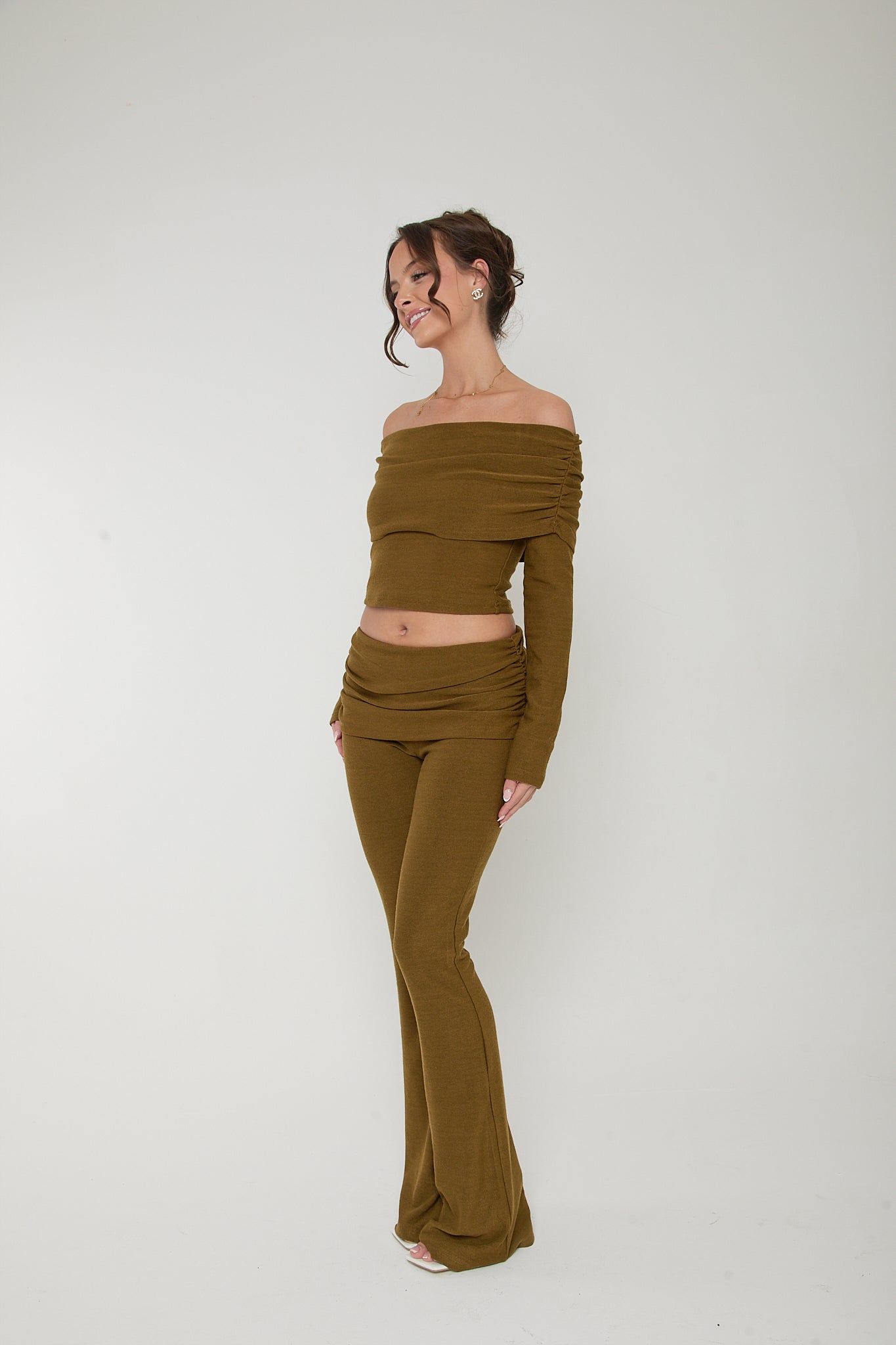 Olive Wide Leg Trousers ‘Myla’