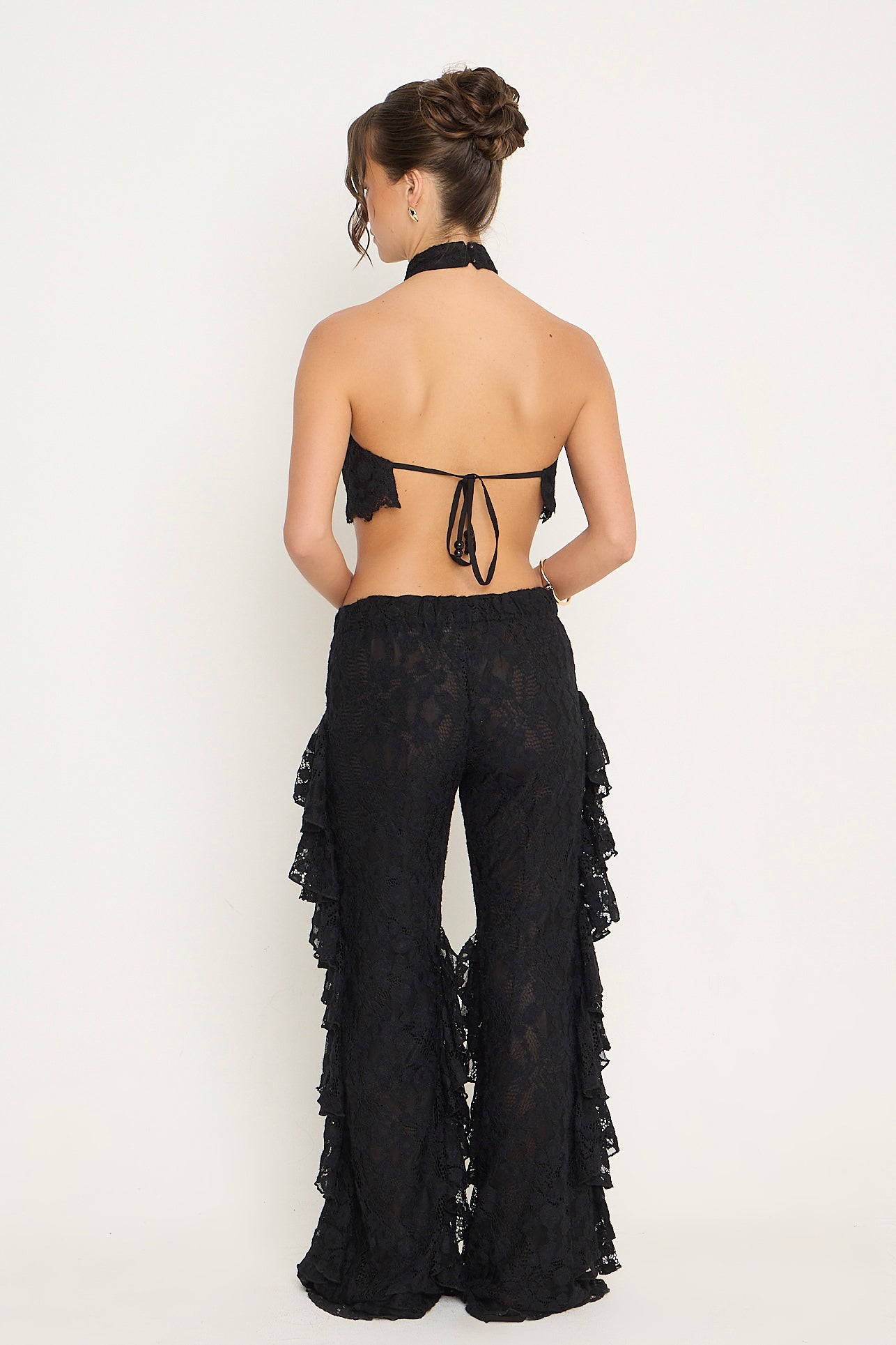 Sydney Lace Ruffle Trousers | Black *dispatch 10th June*