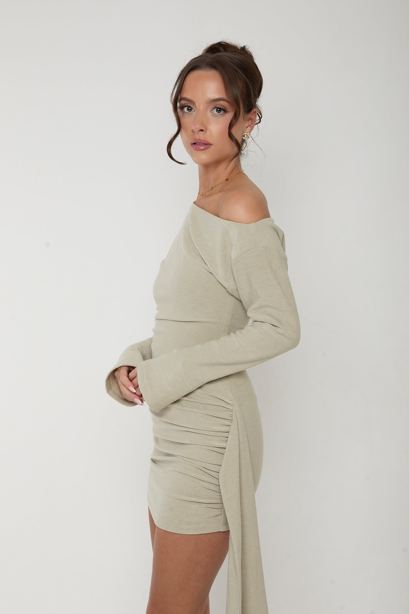 HAILEY Asymmetric Drape Dress | SAGE