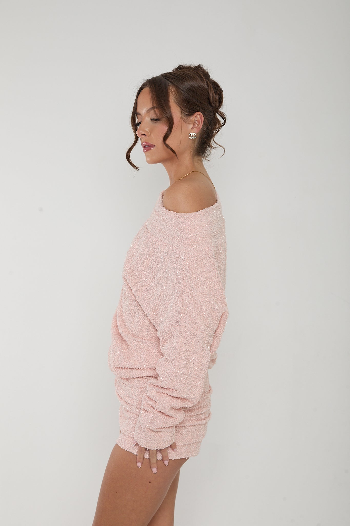 Lily One Shoulder Jumper | Baby Pink