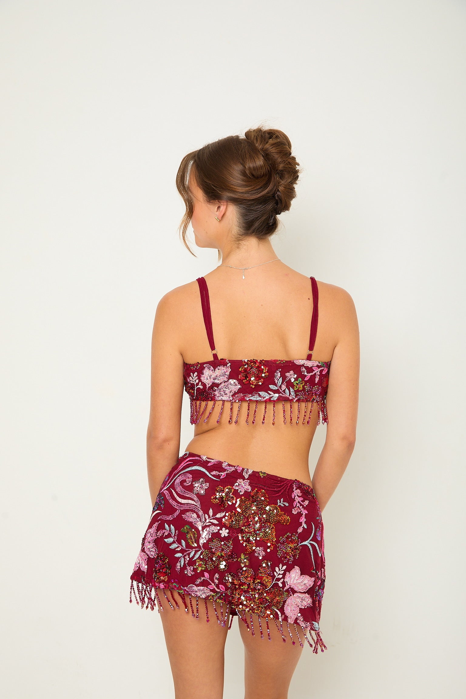 Darcy Sequin Beaded Top | Burgundy