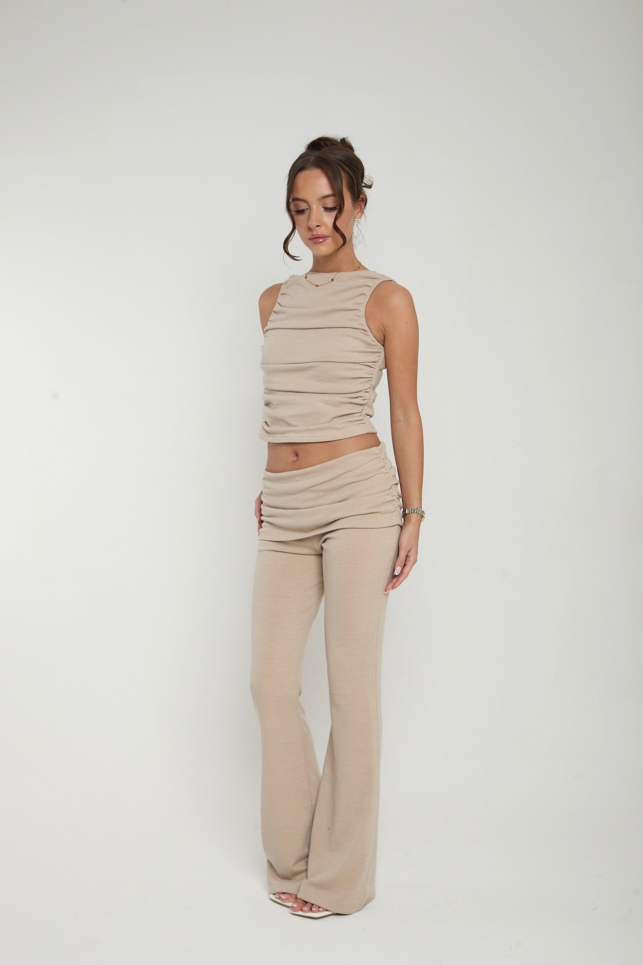 Beige Ruched Tank Top ‘Zara’