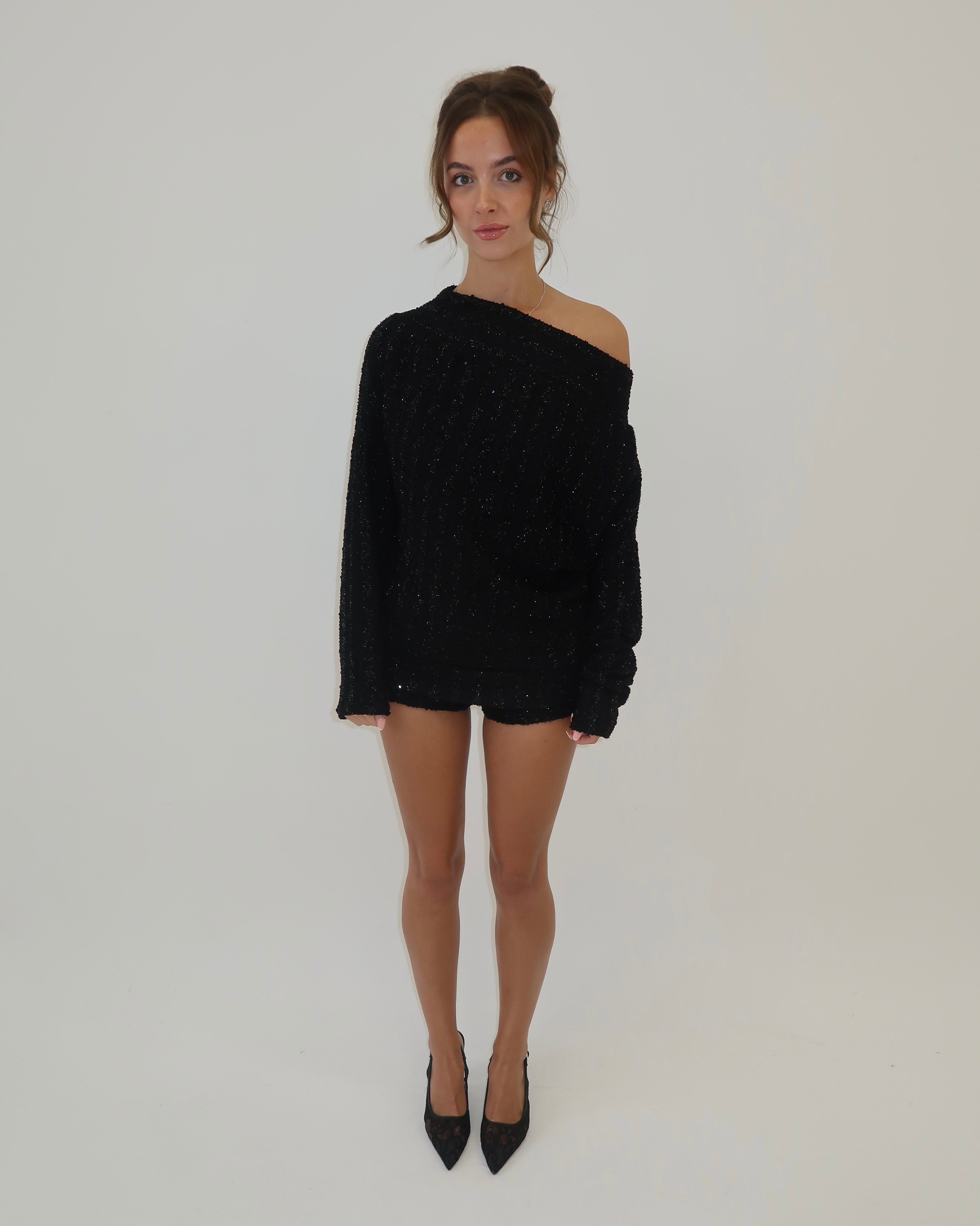 Black Mini Ruched Shorts ‘Lily’