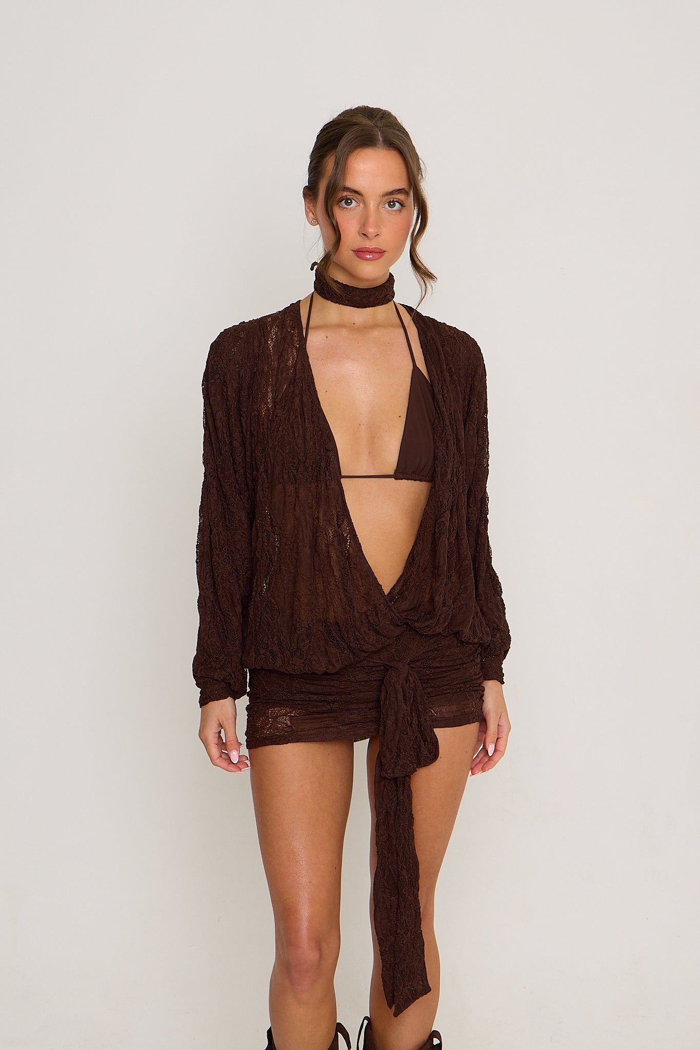 Jessica Lace Dress | Brown