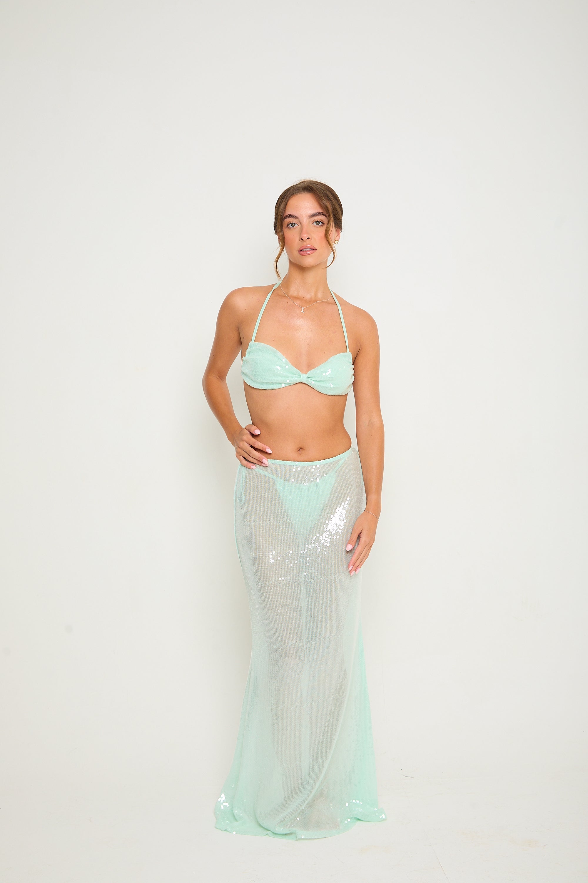 Mia Sequin Maxi Skirt | Blue
