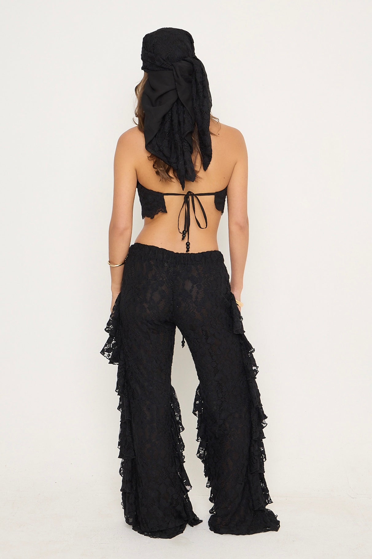 Sydney Lace Ruffle Trousers | Black *dispatch 10th June*