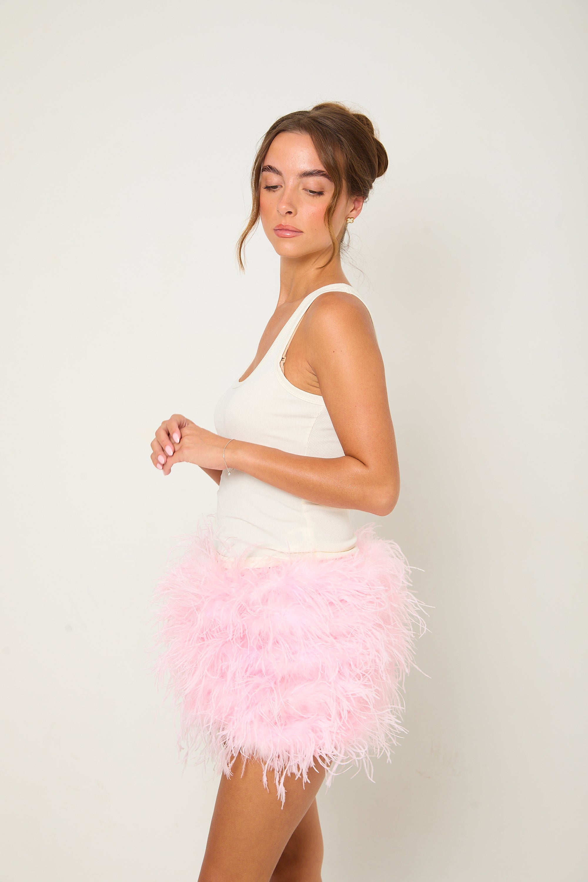 Feather Skirt | Baby Pink