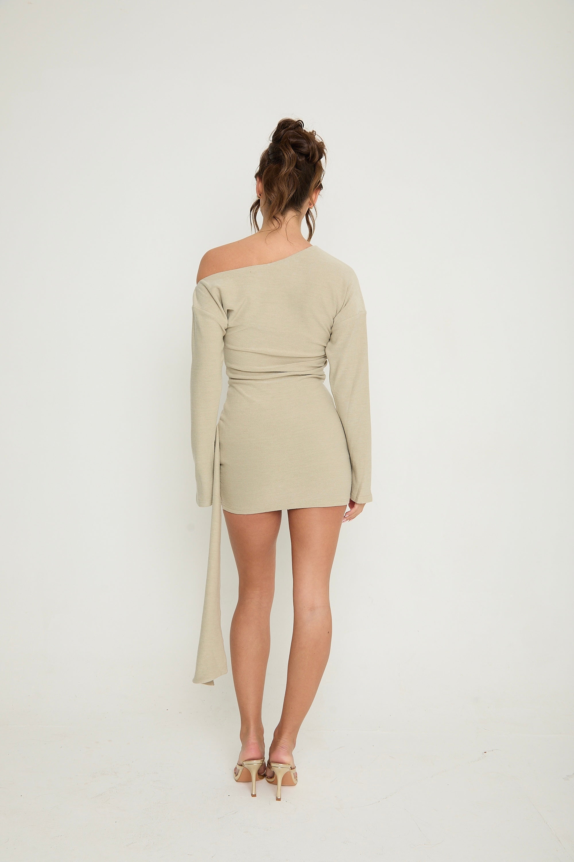 Hailey Asymmetric Drape Dress | Sage