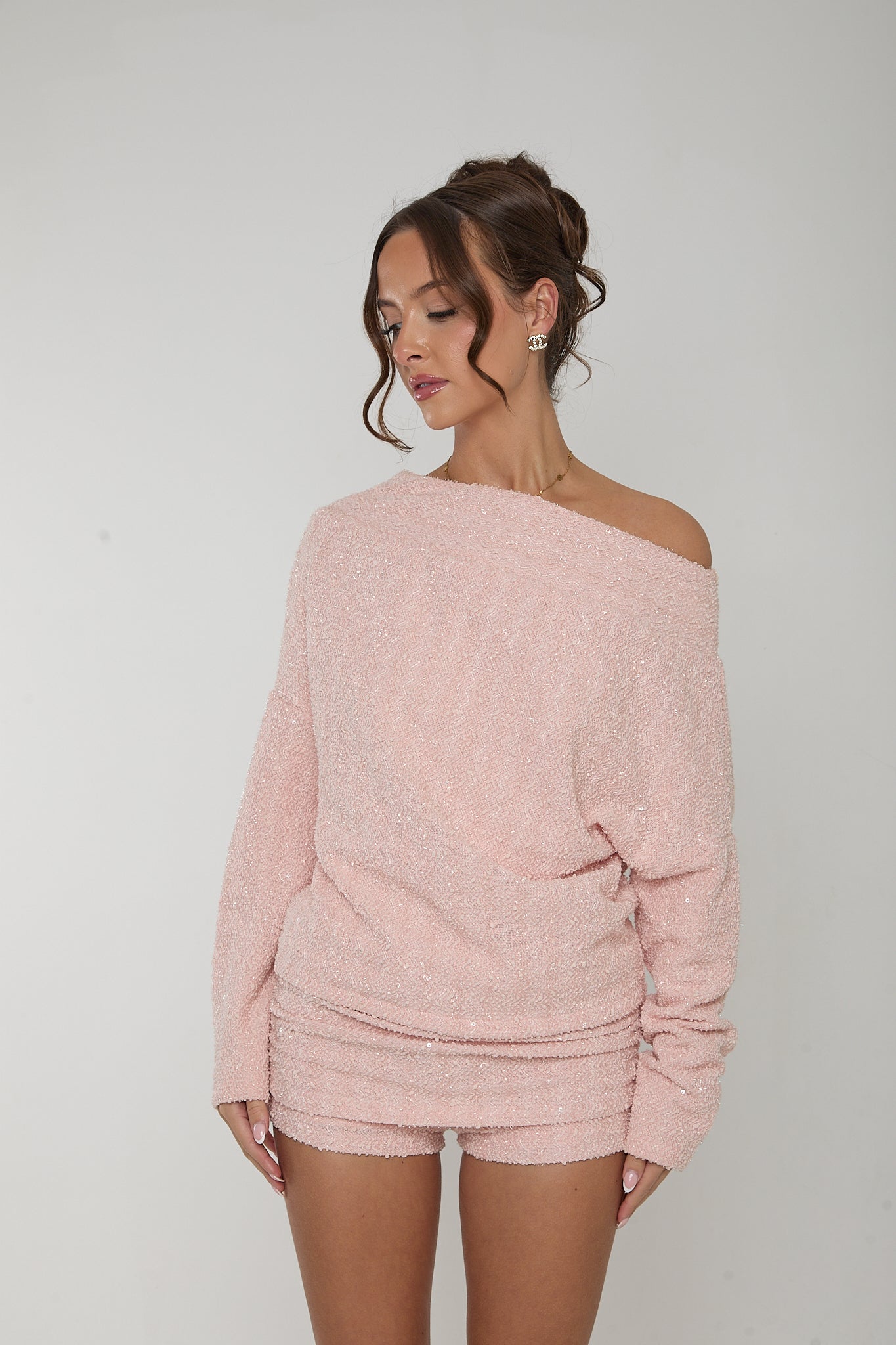 Lily One Shoulder Jumper | Baby Pink
