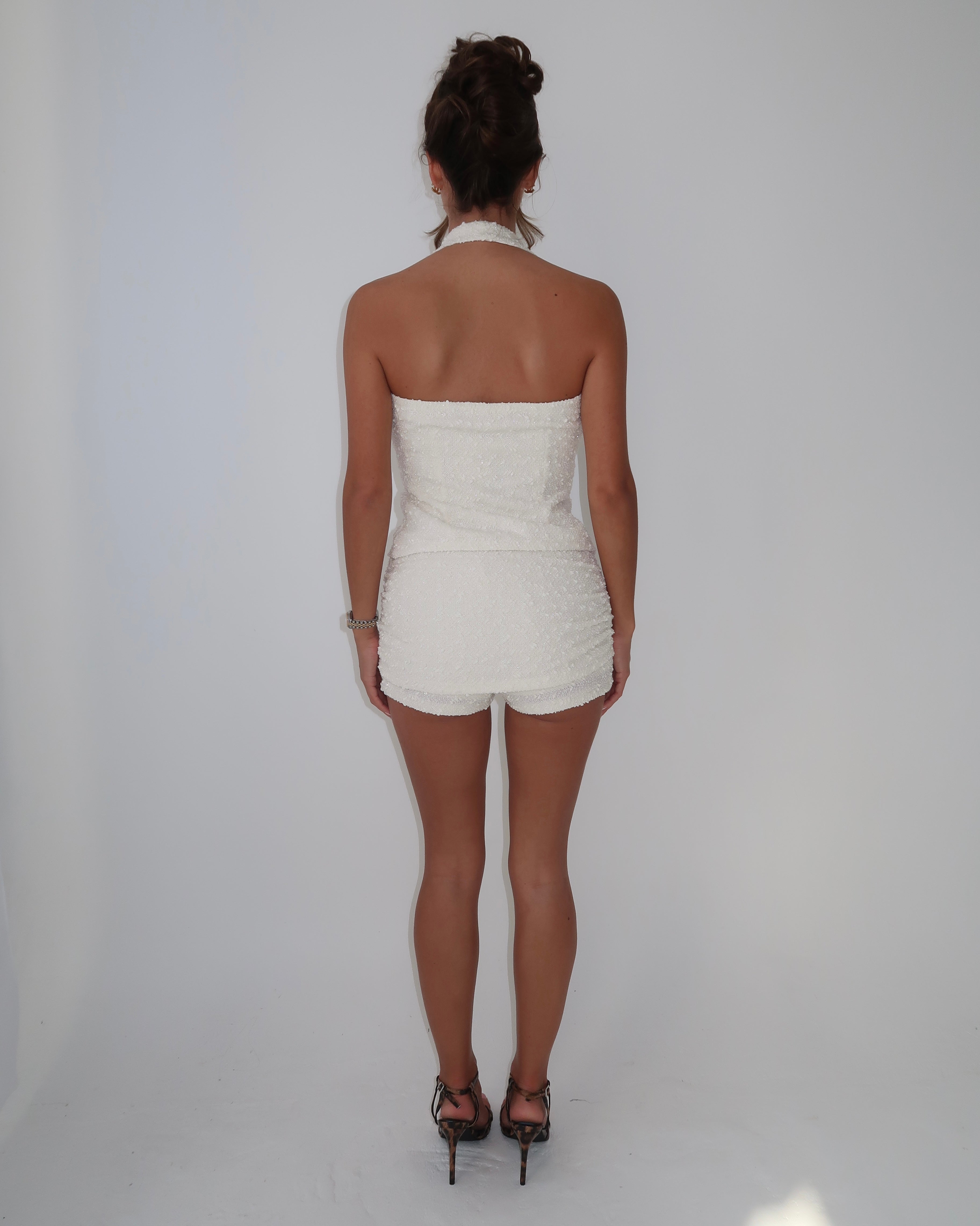 Halterneck Button Up Top | Cream