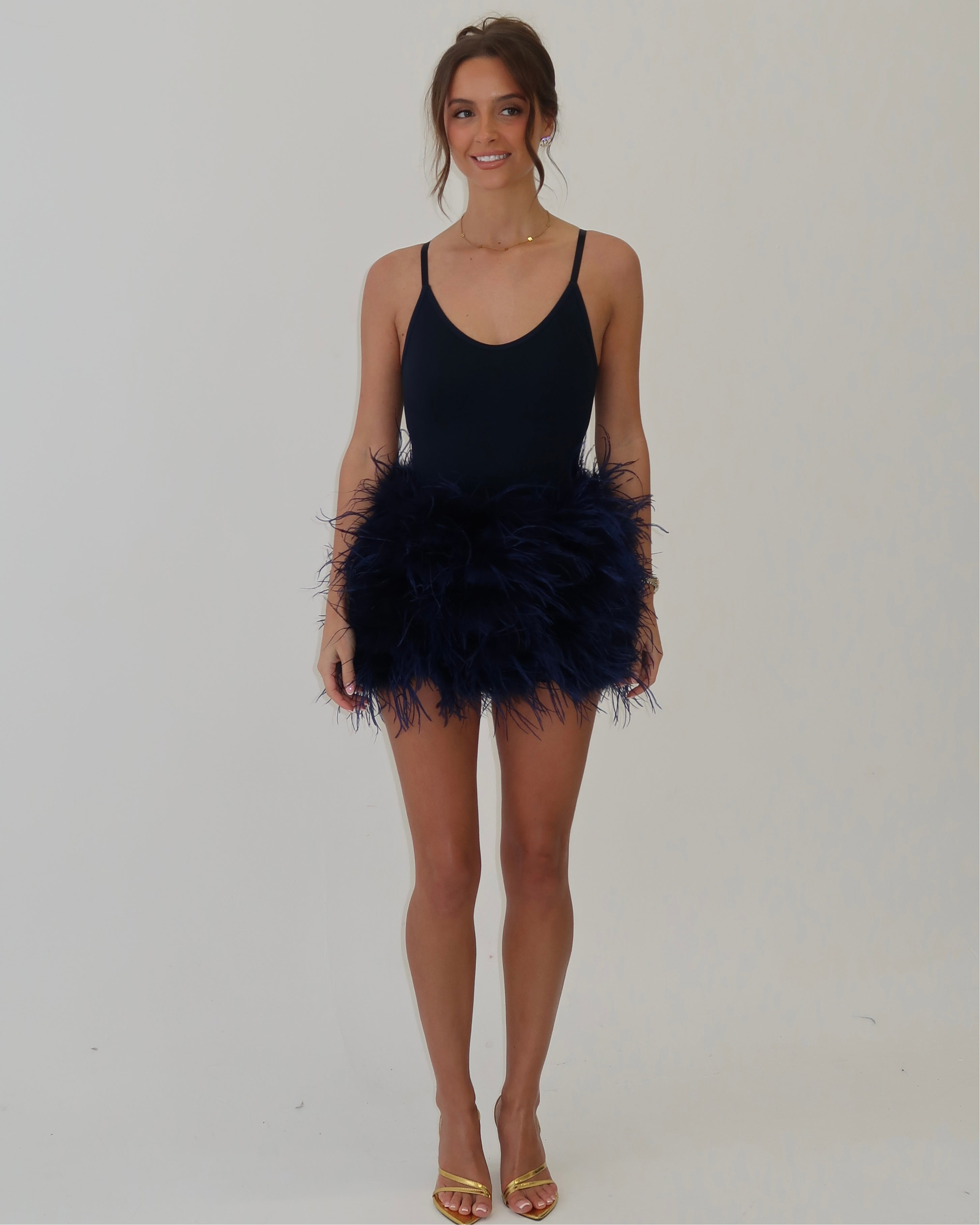 Feather Skirt | Navy