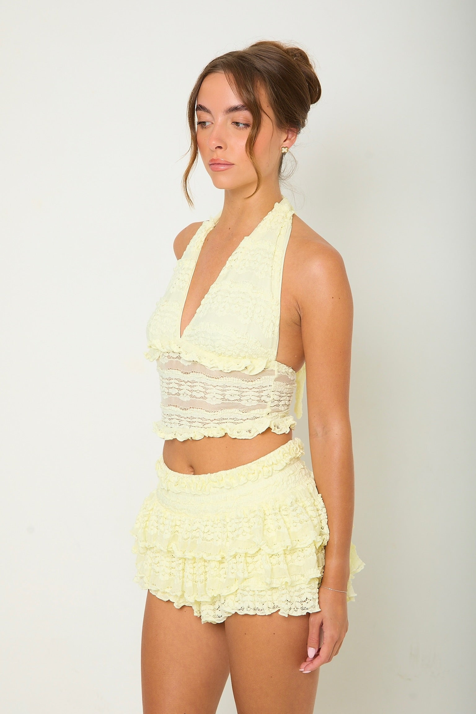 Tilly Lace Ruffle Co-Ord | Yellow