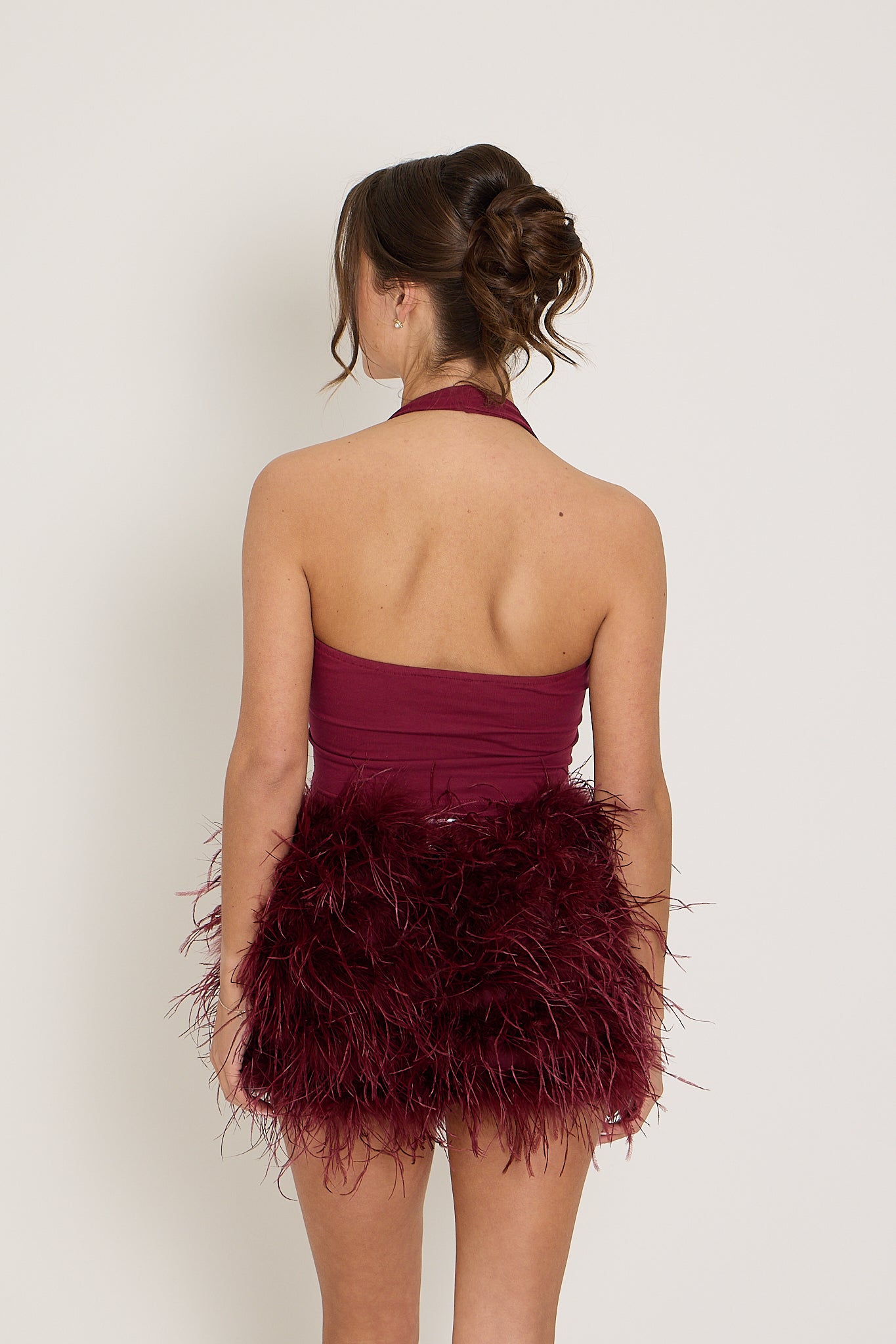 Feather Skirt | Burgundy
