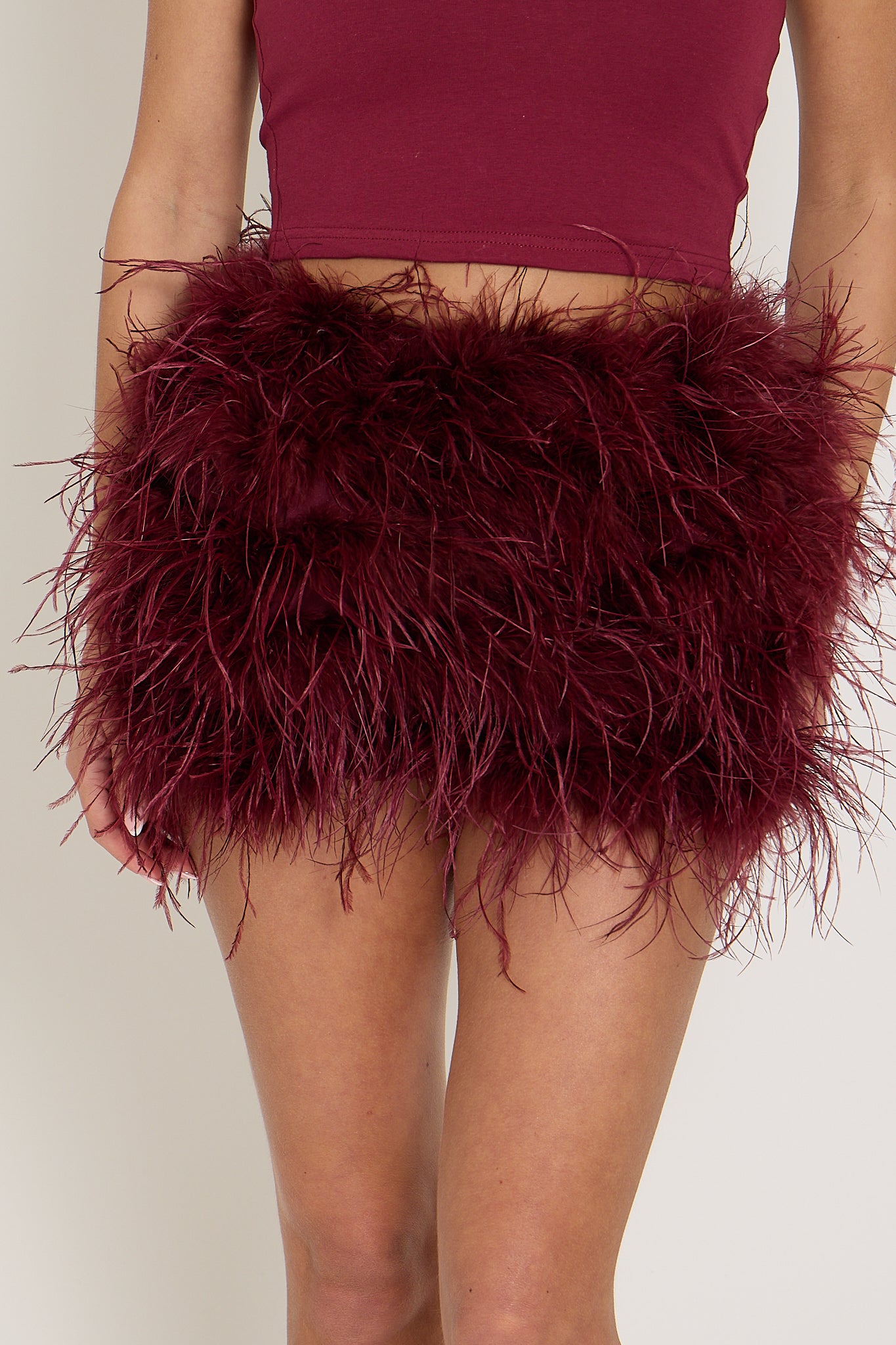 Feather Skirt | Burgundy
