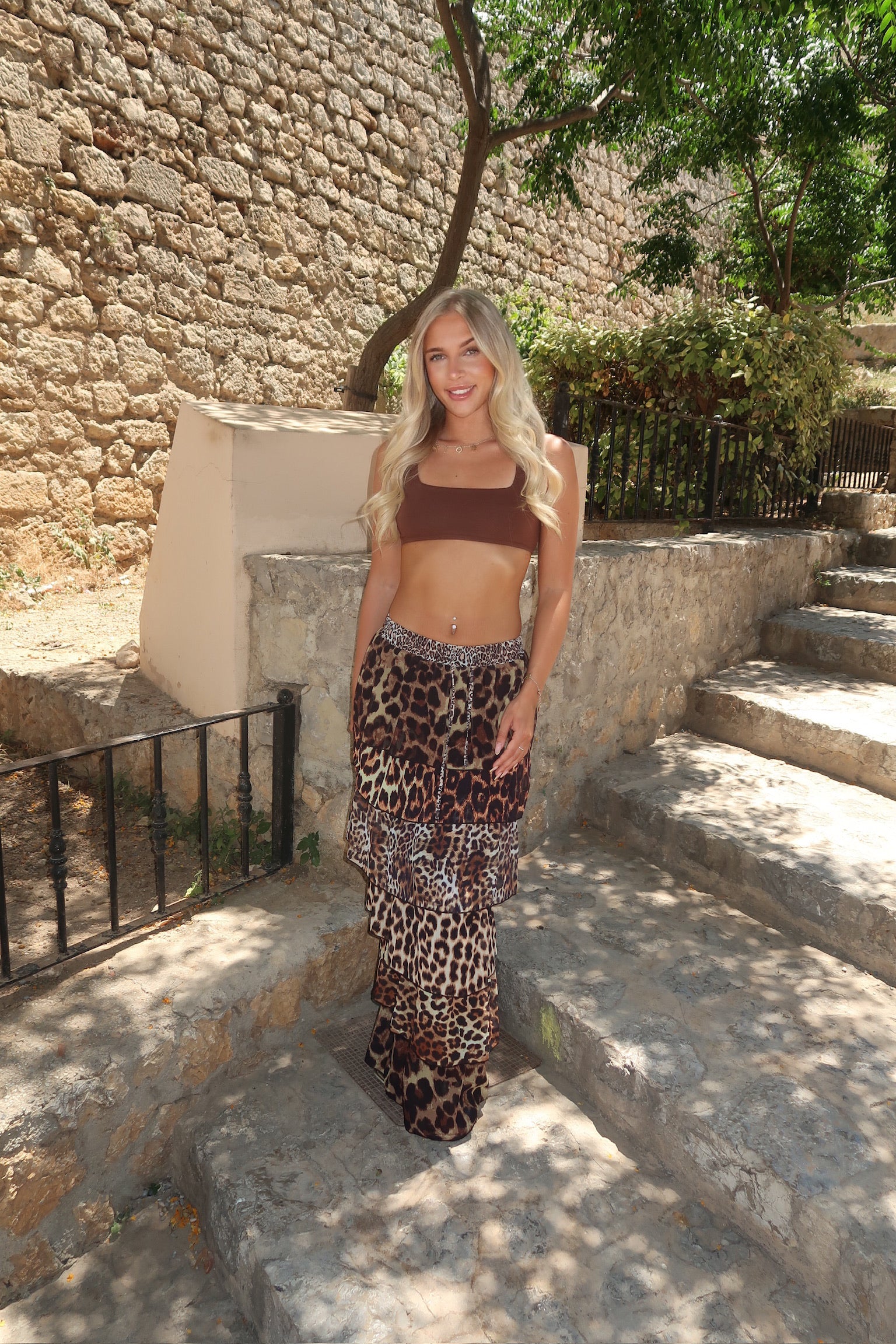 Maxi Ruffle Skirt | Leopard