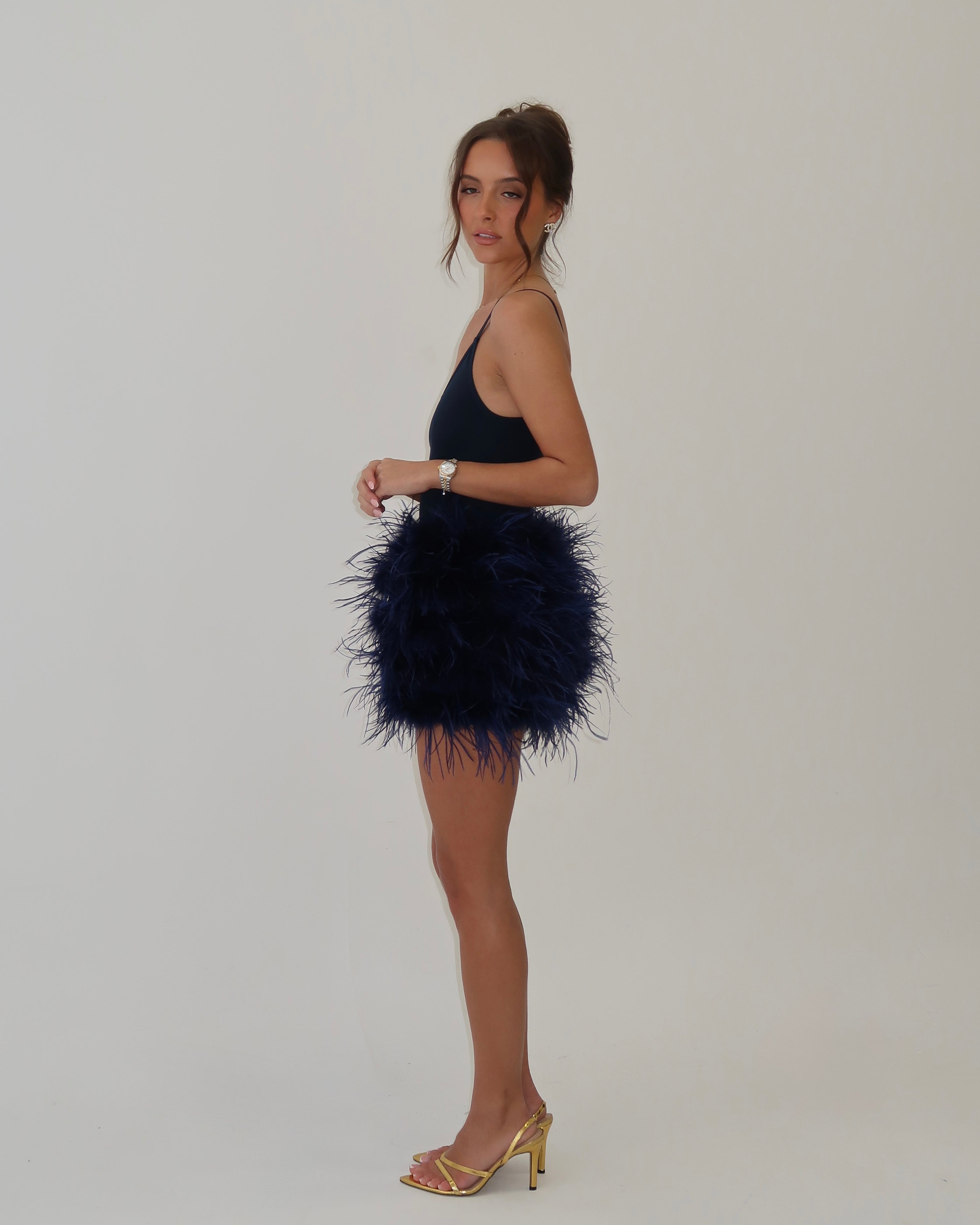 Feather Skirt | Navy