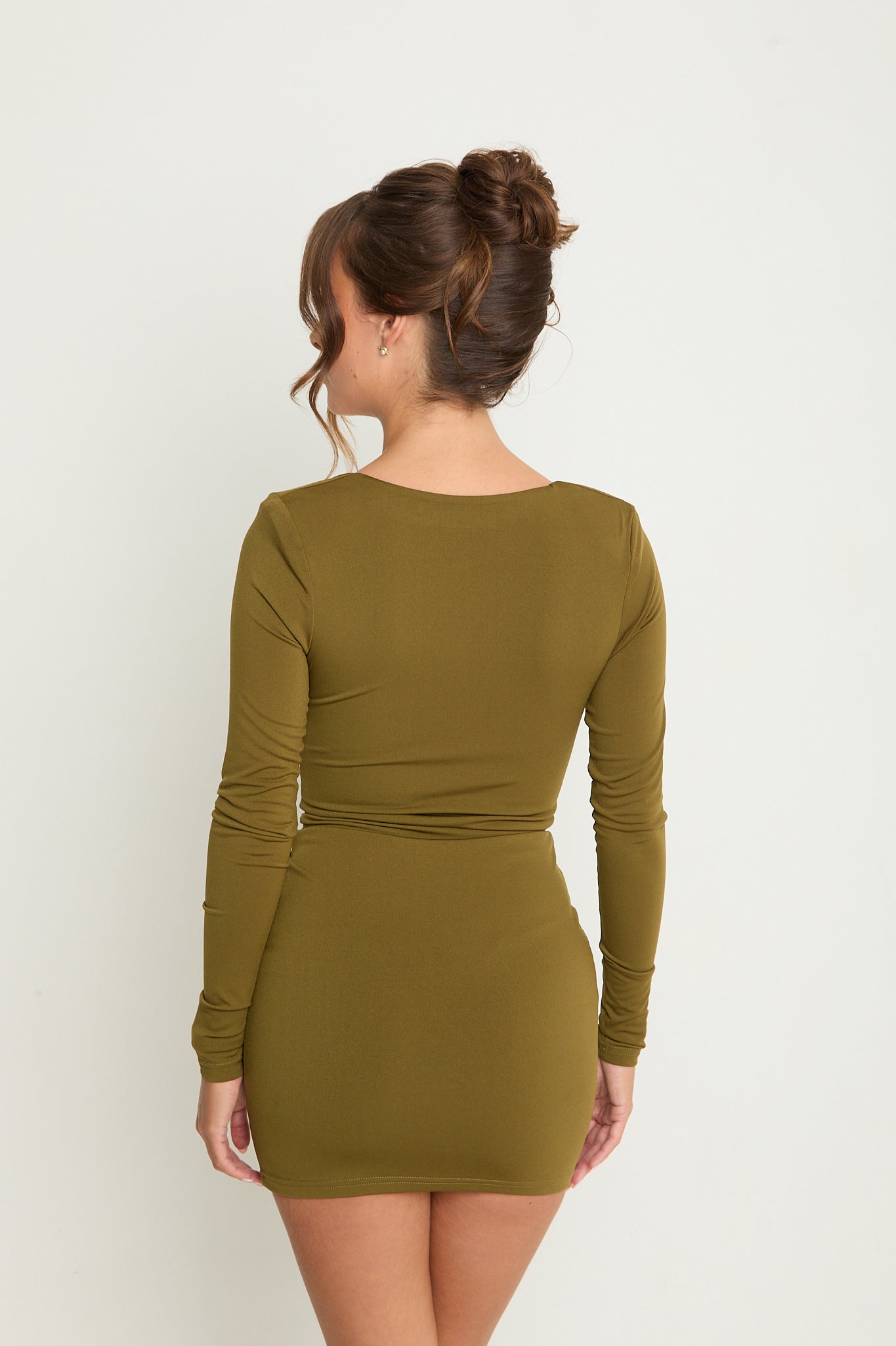 Kylie Ruched Drape Dress | Olive
