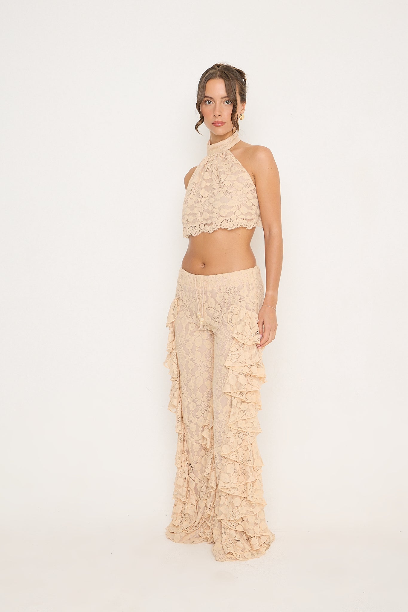 Sydney Lace Halter Top | Beige *dispatch 10th June*