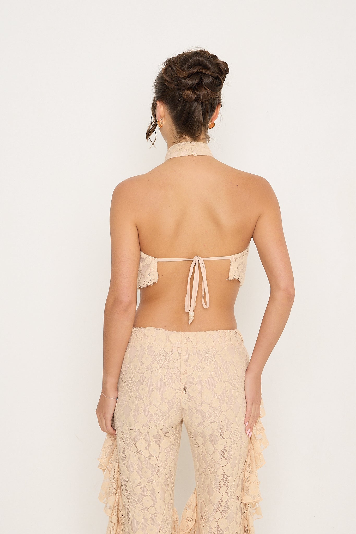 Sydney Lace Halter Top | Beige *dispatch 10th June*