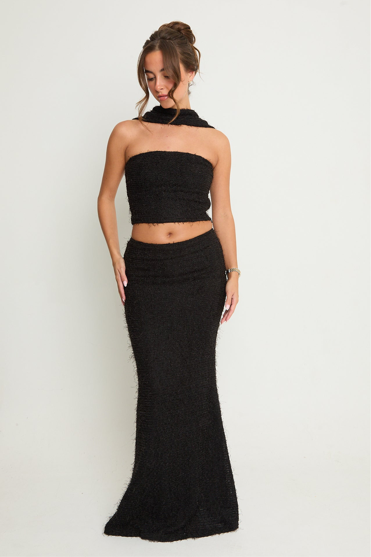 Claudia Fluffy Maxi Skirt | Black