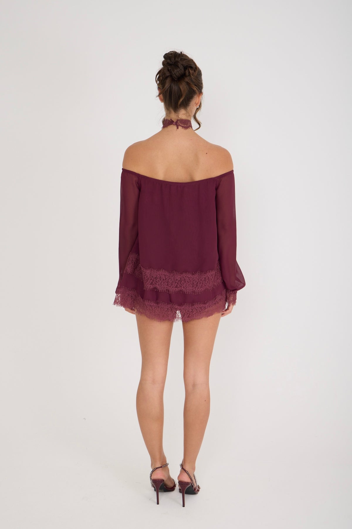 Bella Lace Top & Choker | Wine